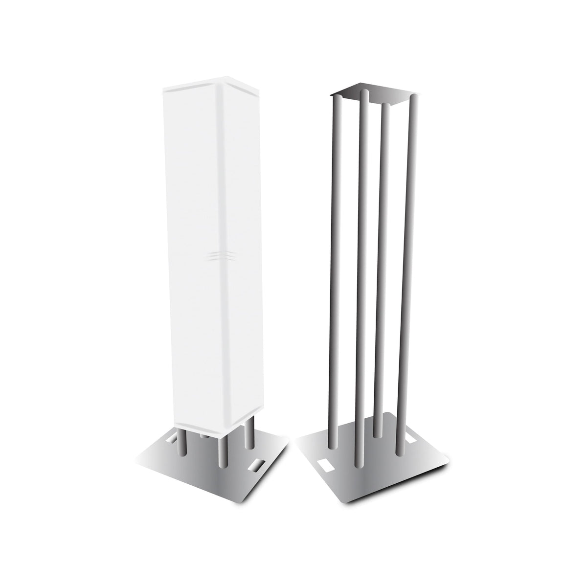 ProX Set of 2 4.92ft Totem Package Includes a 12in Top Plate, 24in Base Plate and Four 1.5m F31 Tubes W-White Scrim Cover.