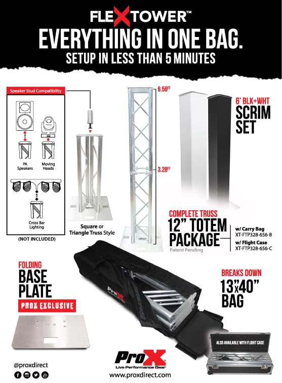 ProX Flex Tower Totem Package - Adjustable 6.56ft or 3.28ft With Road Case