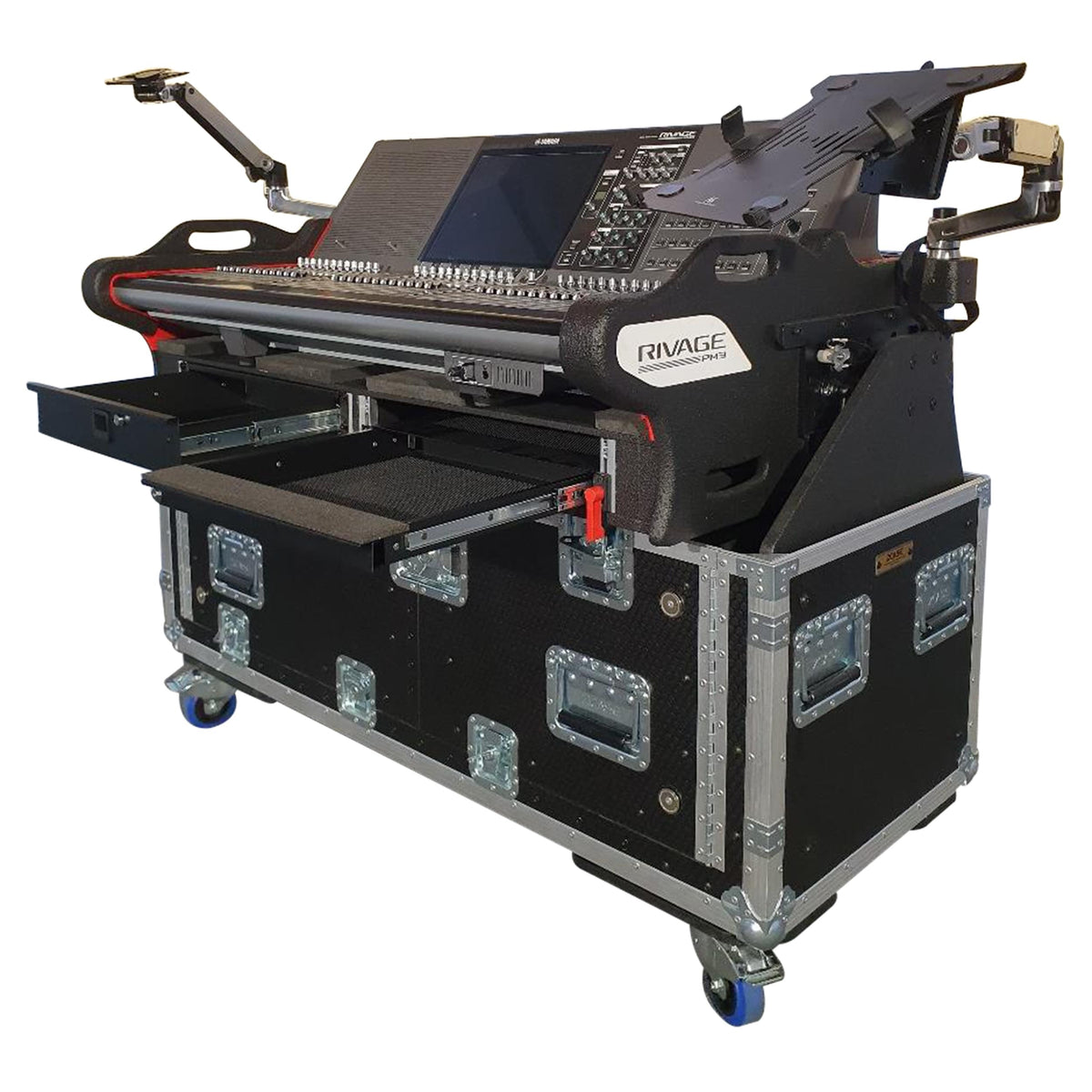 ProX Flip-Ready Easy Detachable Retracting Case With 2U for Yamaha PM3 RIVAGE Console by ZCase Custom Order.
