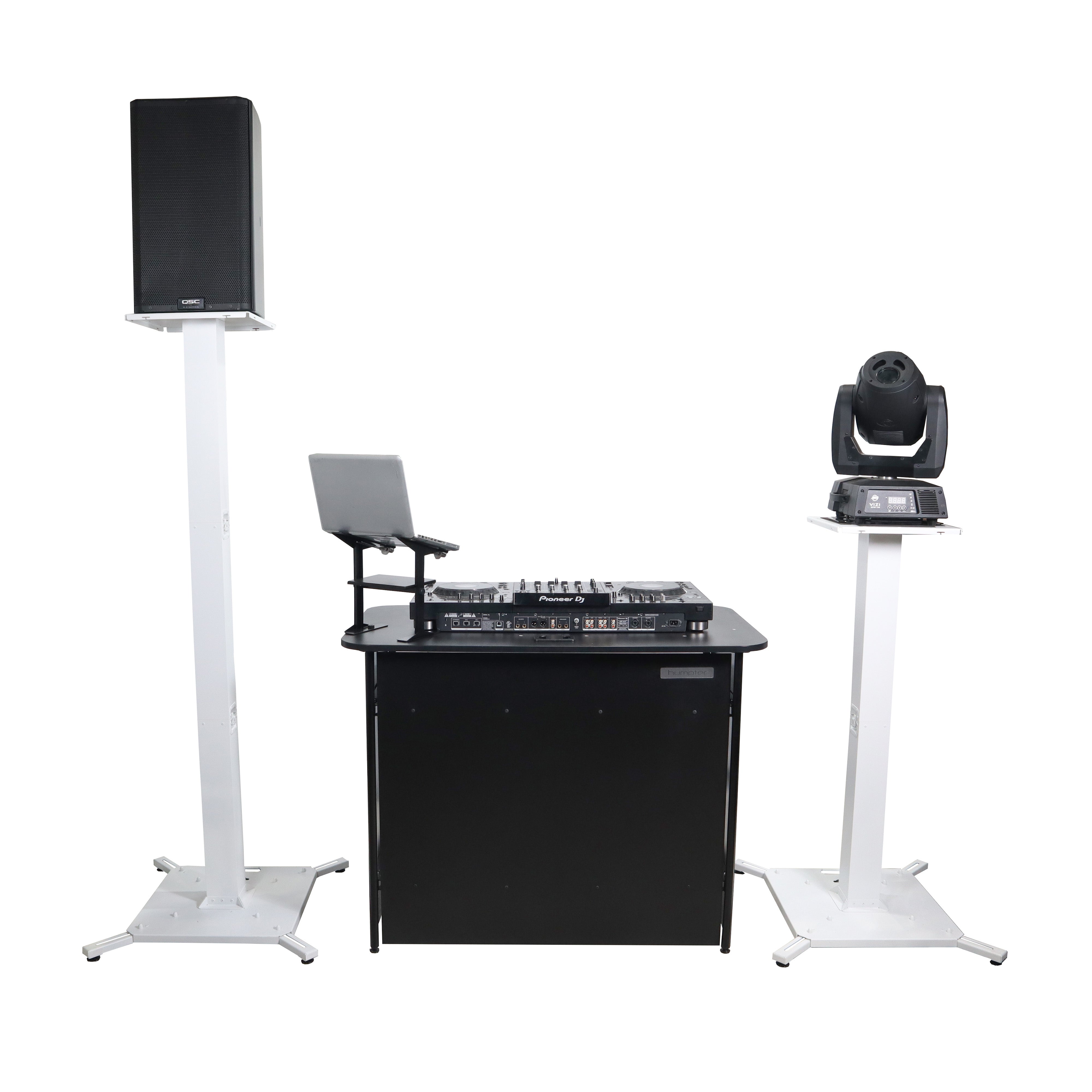 ProX Pair of White Moving Head or Lighting Speaker Totem DJ Stand with Carrying Bags by Humpter