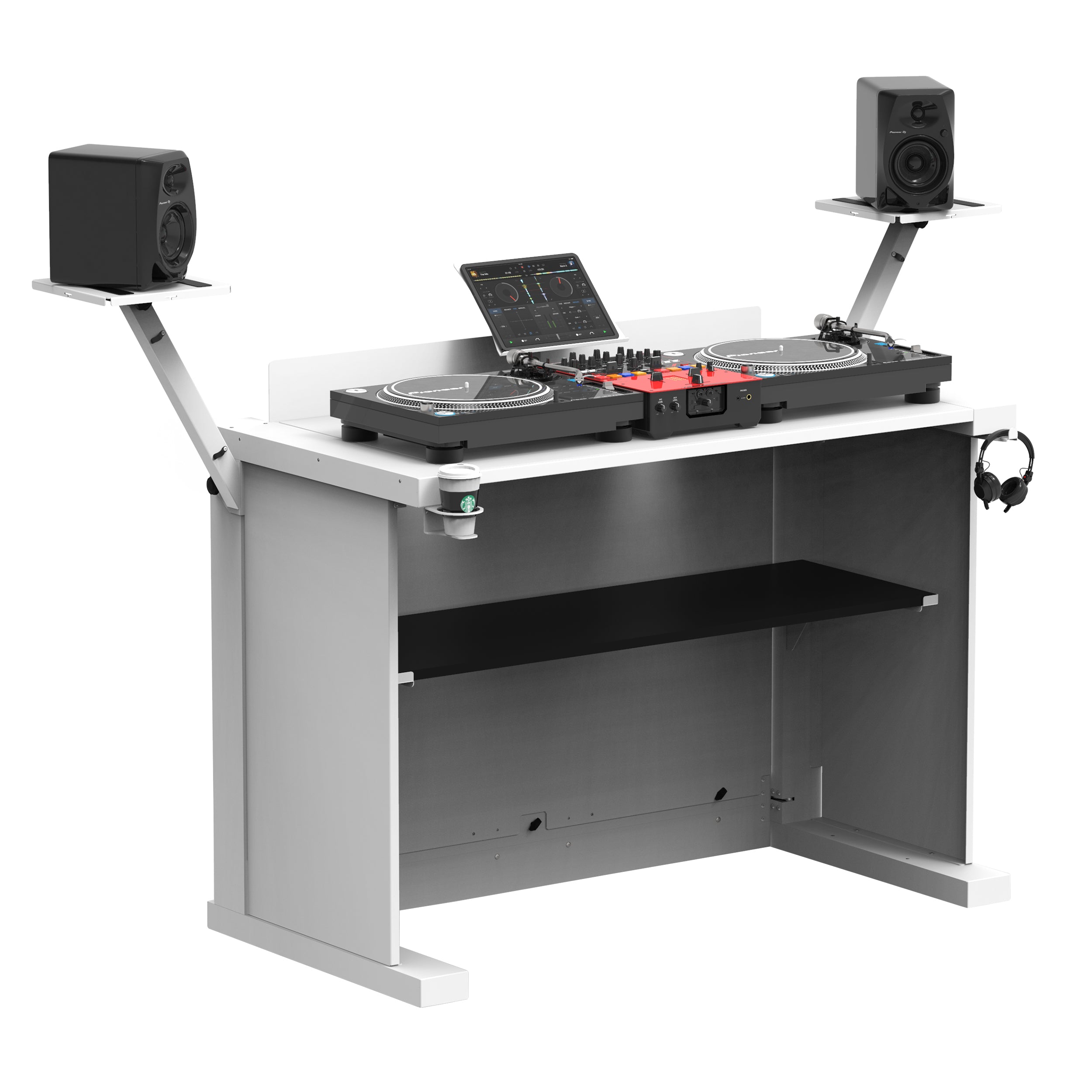 ProX WHITE B3 Quick Folding DJ Controller Turntable CD-J Facade Table Workstation by Humpter