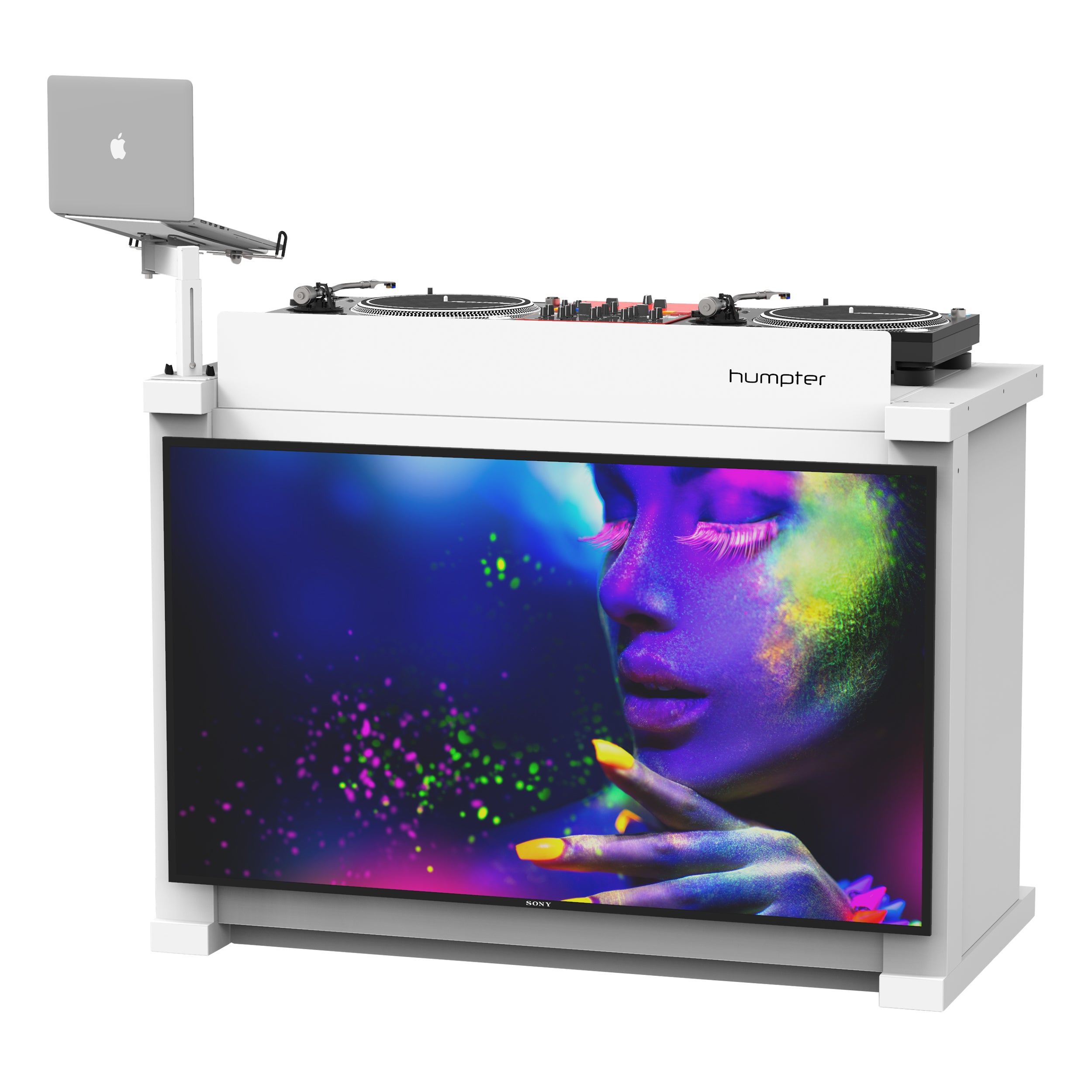 ProX WHITE B3 Quick Folding DJ Controller Turntable CD-J Facade Table Workstation by Humpter