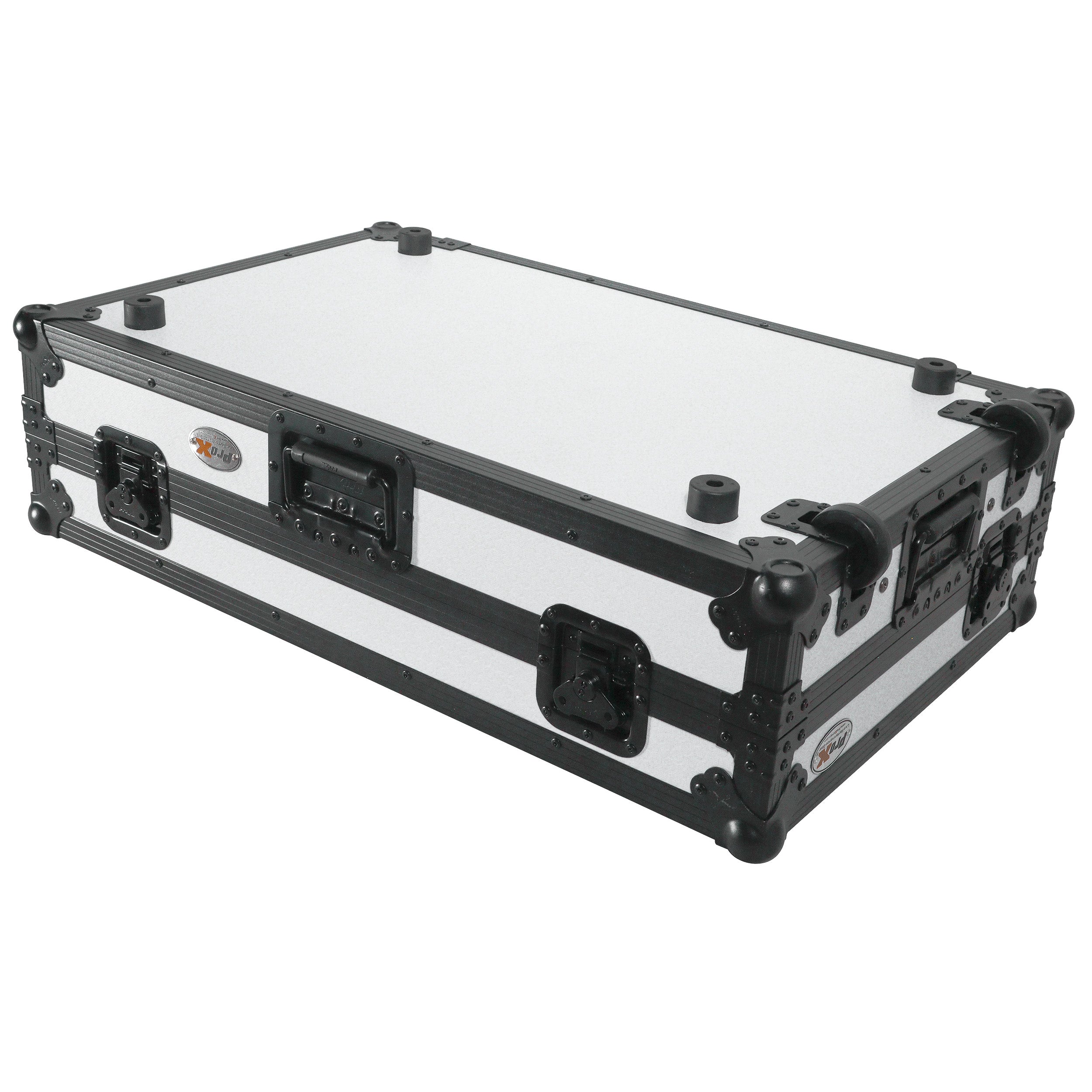 ProX ATA Flight Case for Pioneer DDJ-REV7 DJ Controller with Laptop Shelf 1U Rack Space and Wheels - White Black