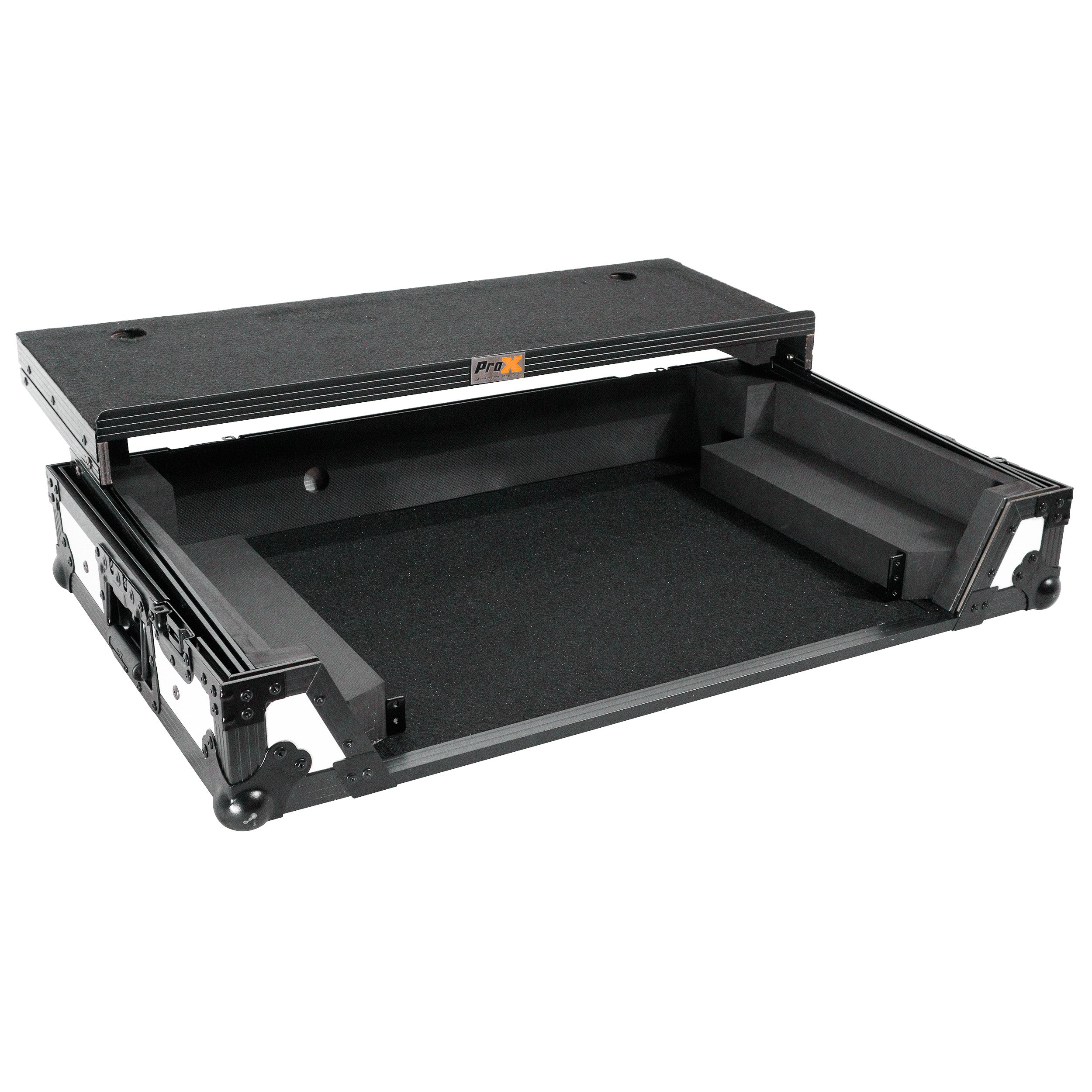 ProX ATA Flight Case for Pioneer DDJ-REV7 DJ Controller with Laptop Shelf 1U Rack Space and Wheels - White Black