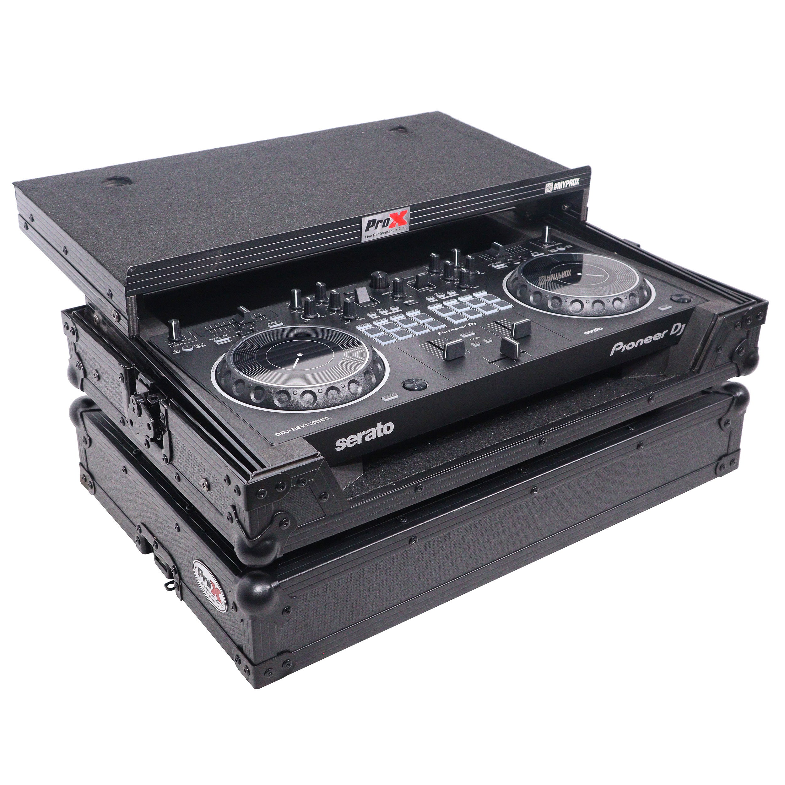 ProX ATA Flight Case For Pioneer DDJ-REV1 DJ Controller with Laptop Shelf - Black