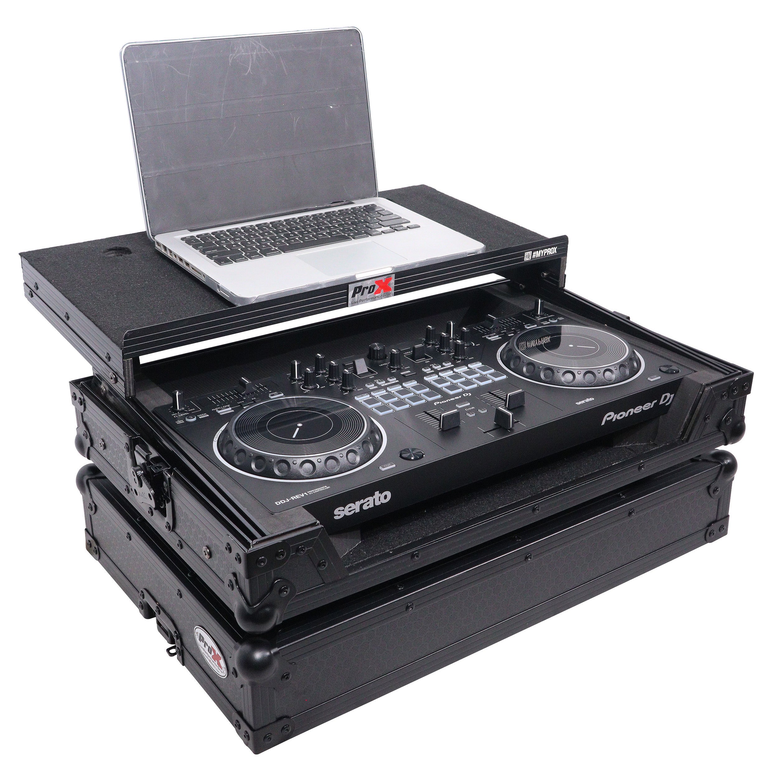 ProX ATA Flight Case For Pioneer DDJ-REV1 DJ Controller with Laptop Shelf - Black