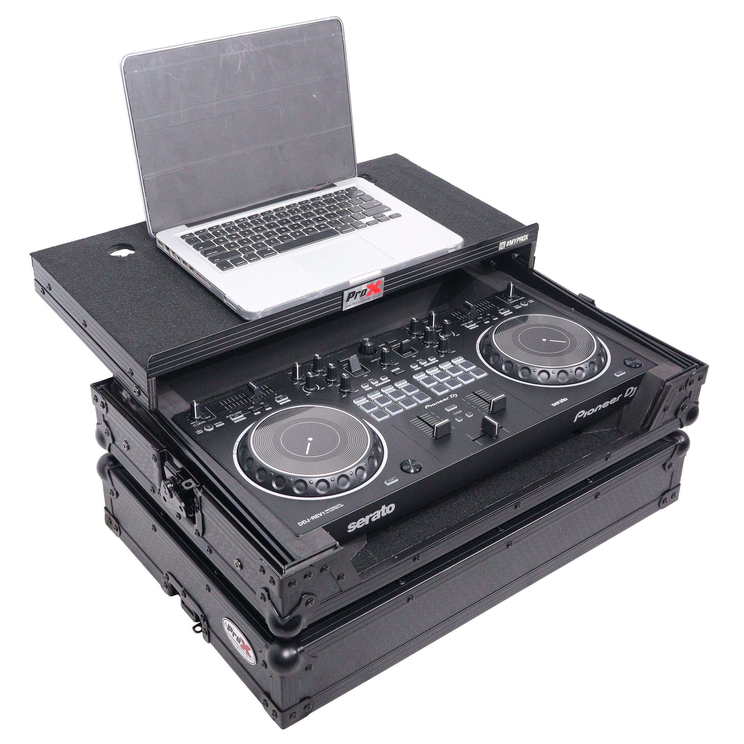 ProX ATA Flight Case For Pioneer DDJ-REV1 DJ Controller with Laptop Shelf - Black