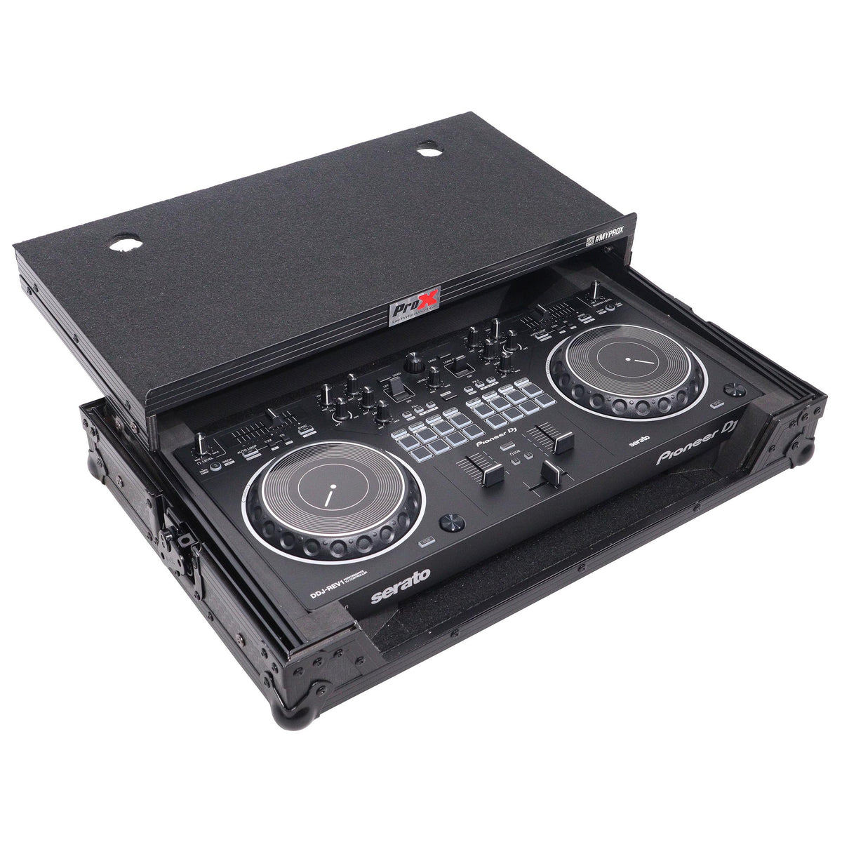 ProX ATA Flight Case For Pioneer DDJ-REV1 DJ Controller with Laptop Shelf - Black.