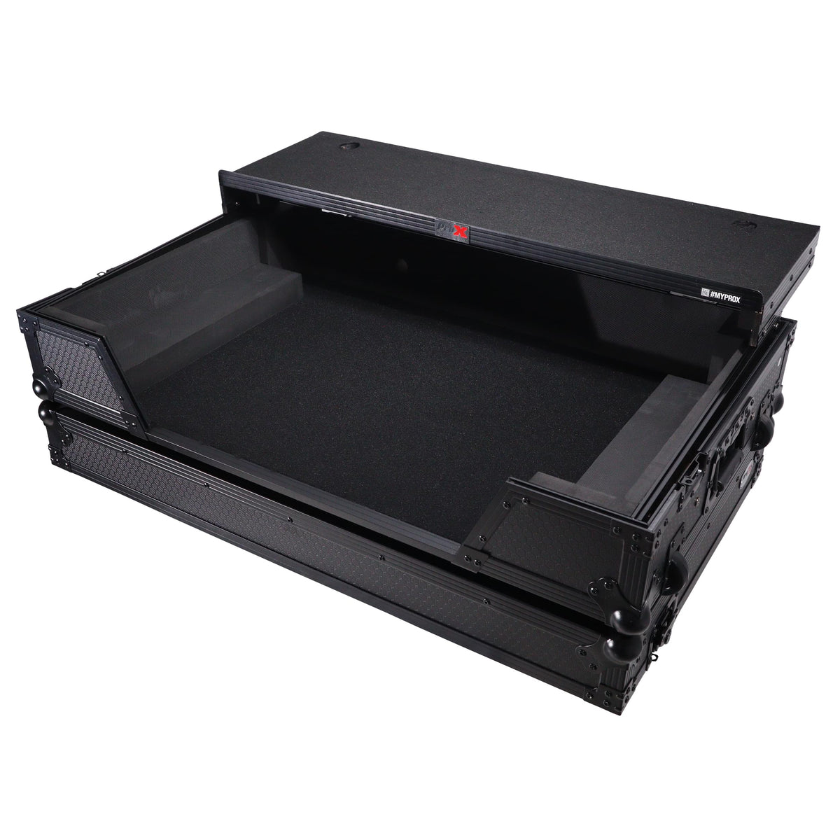 ProX ATA Flight Road Case For Hercules T7 Inpulse Controller with Laptop Shelf 1U Rack Space and Wheels - Black Finish.