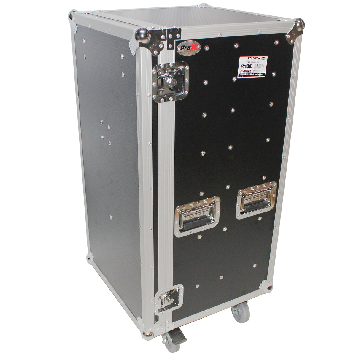 ProX 7 Utility Drawer ATA Flight Style Case with Fold out Left Right Side Mounting Removable Table and 4 inch Casters.