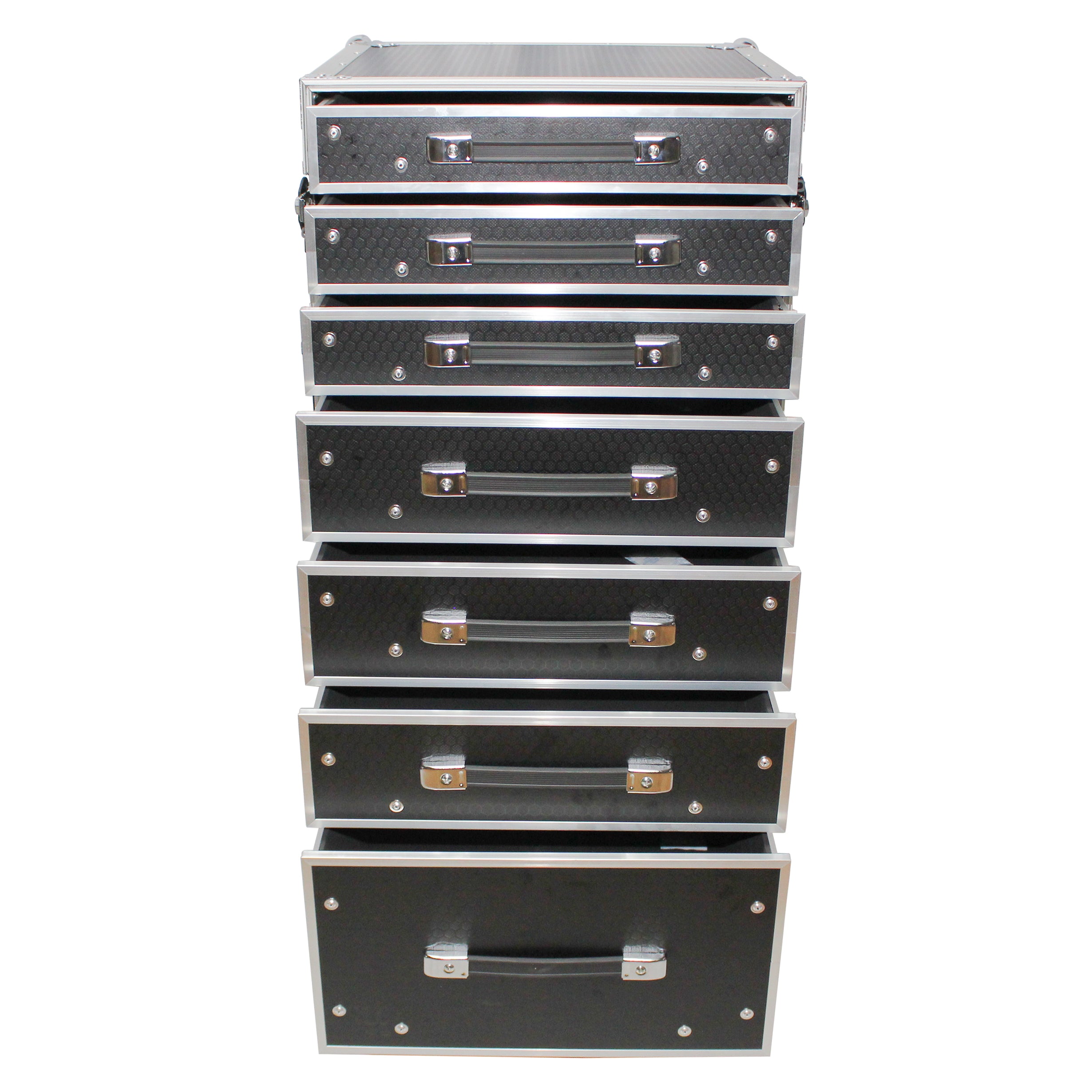 ProX 7 Utility Drawer ATA Flight Style Case with Fold out Left Right Side Mounting Removable Table and 4 inch Casters