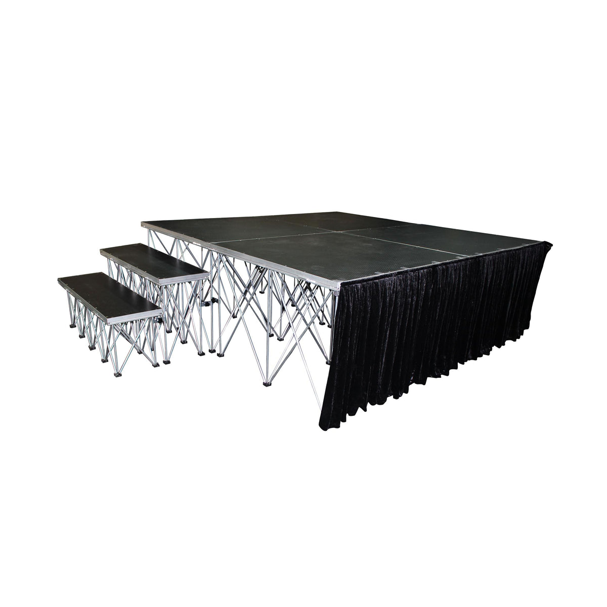 ProX 32" 8ft Width Black Portable Stage Skirt Polyester Fire-Retardant Platform Skirting.