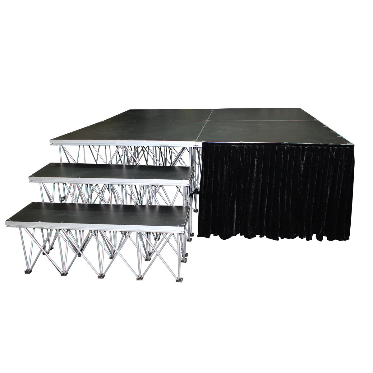 ProX 24" 8ft Width Black Portable Stage Skirt Polyester Fire-Retardant Platform Skirting.