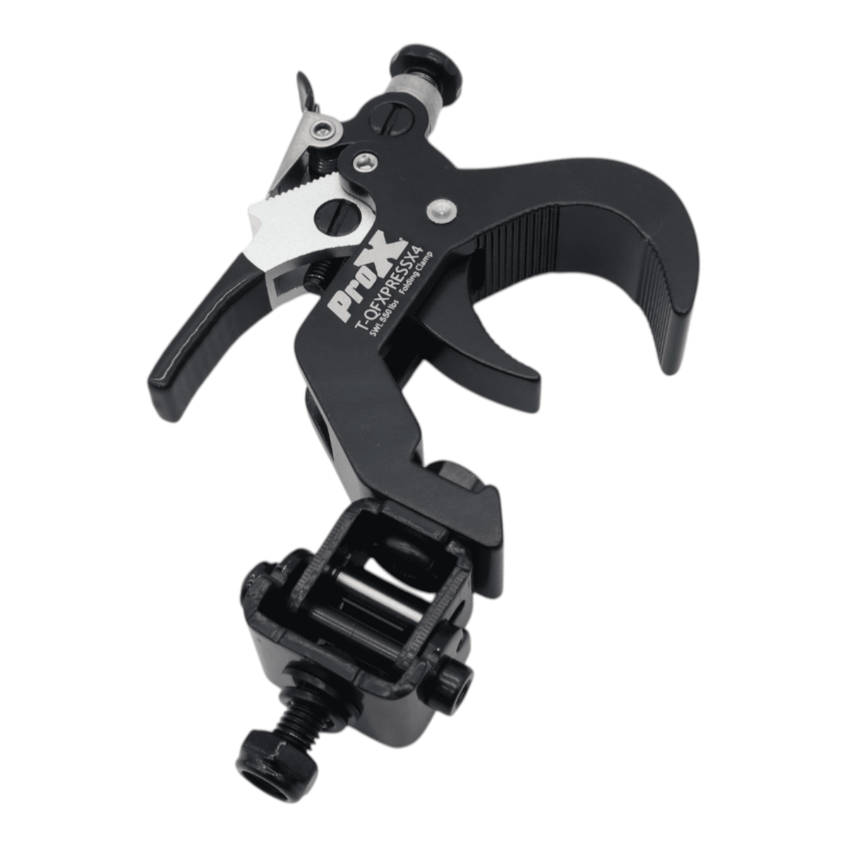 ProX 4 Quick 90º Folding XPress Trigger Truss Clamp Clamp Moving Head Adapters with Quick Press Trigger Truss 2 in. Black Finish.