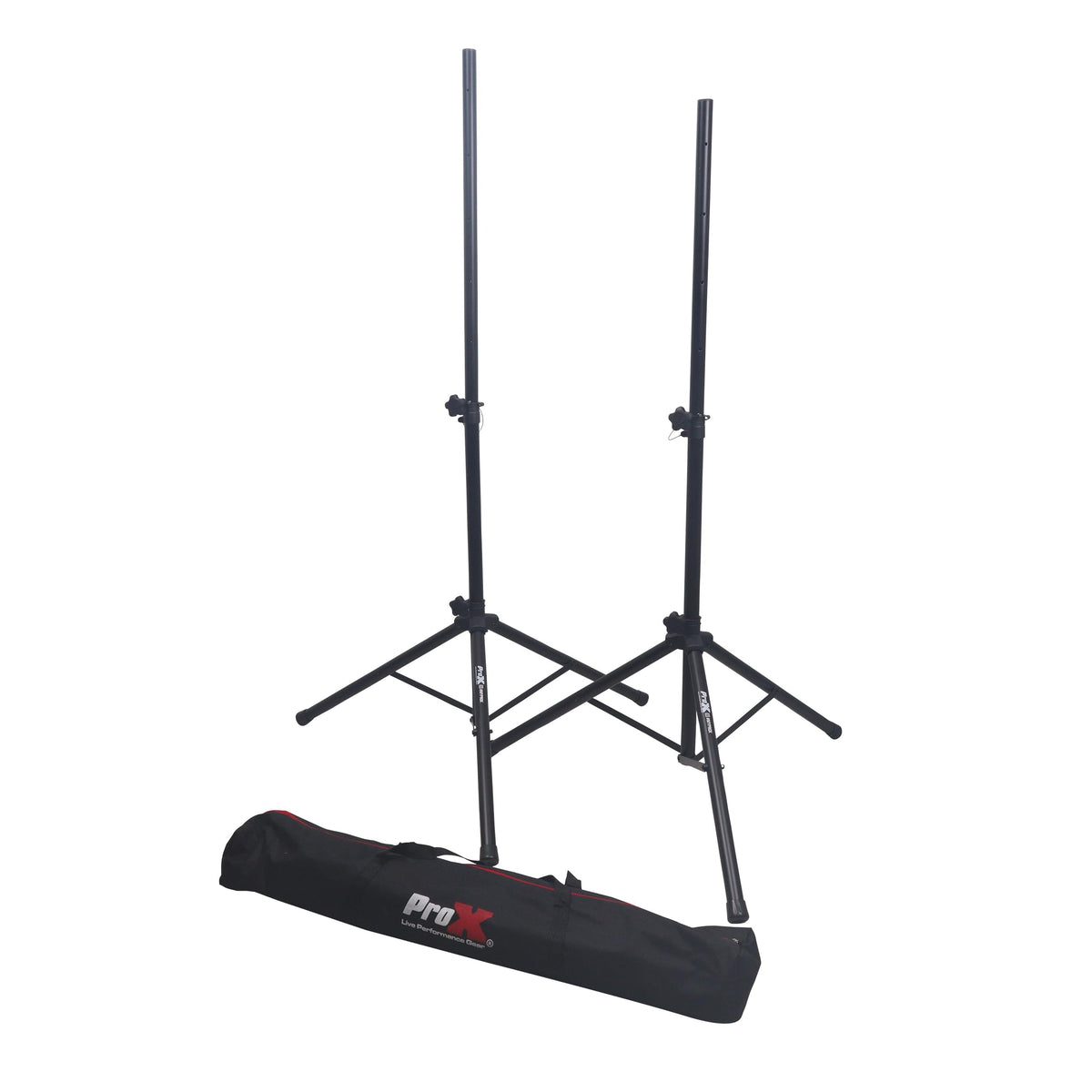 ProX Set of 2 Heavy Duty Speaker Tripod Stands 6 ft. (44"-72") W/Bag.