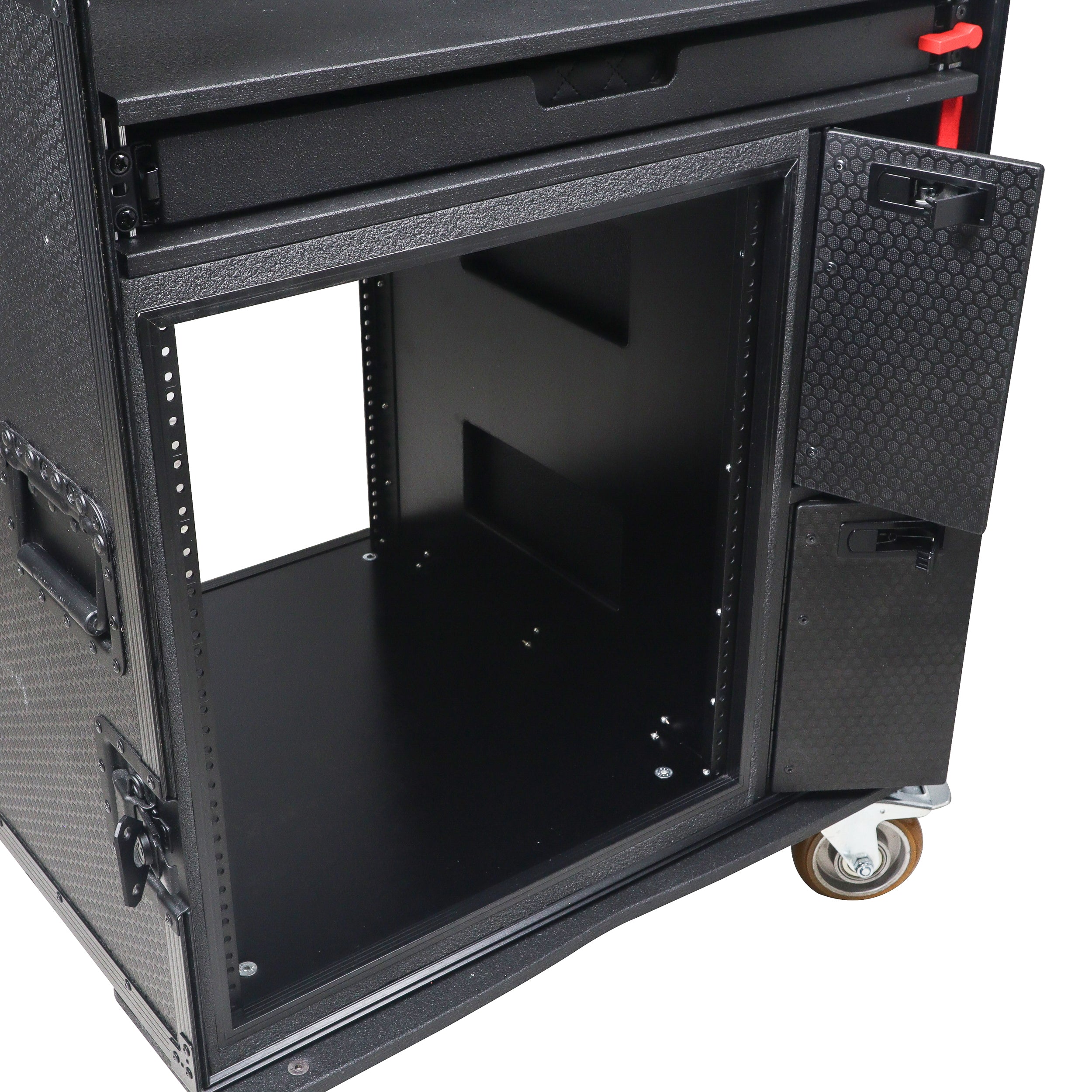 ProX Mobile AV Broadcasting Streaming Recording Studio Workstation Case with 4U Top 12U Bottom Black Finish