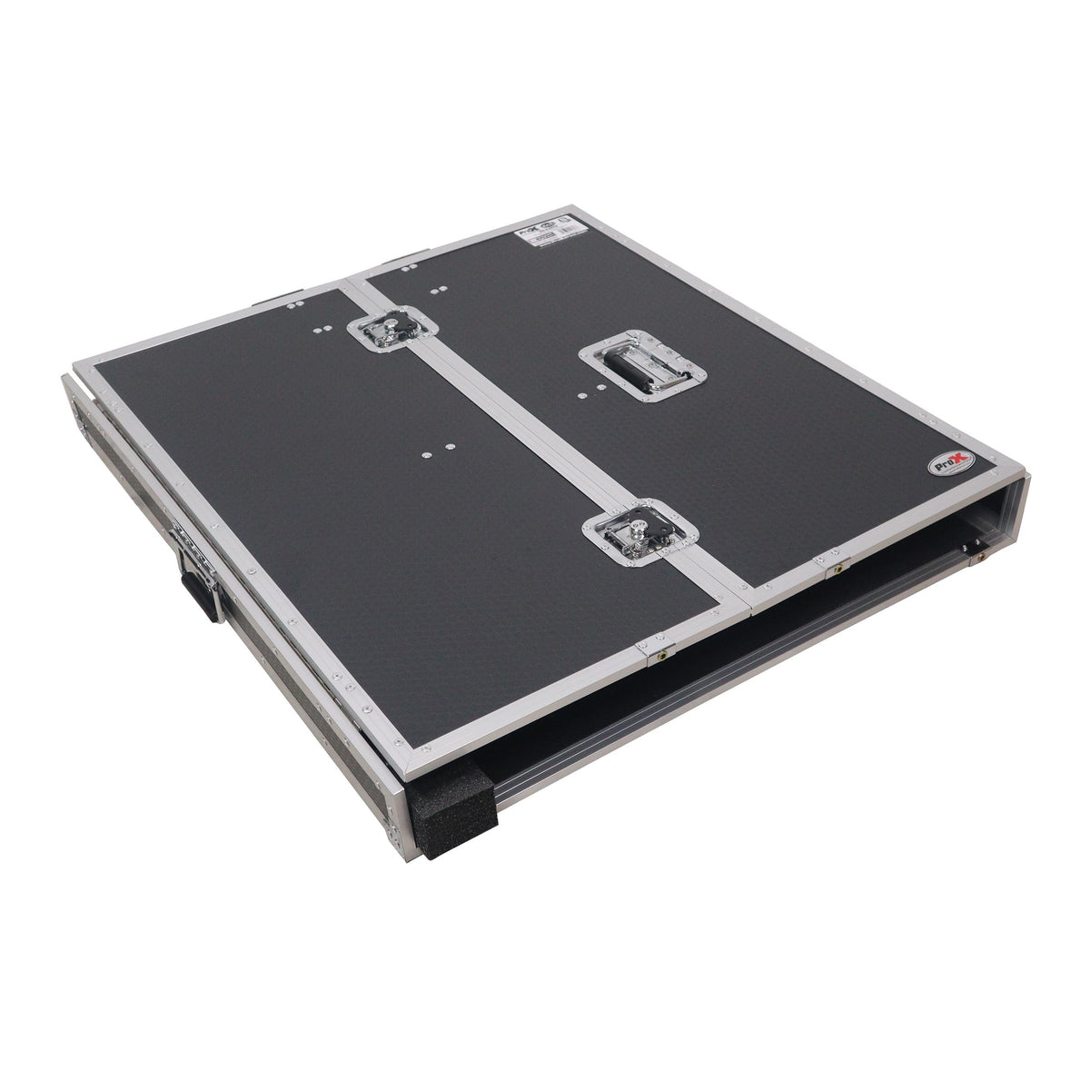 ProX Transformer Flight Case Style Folding DJ Table and Workstation with Smooth Rolling Wheels.