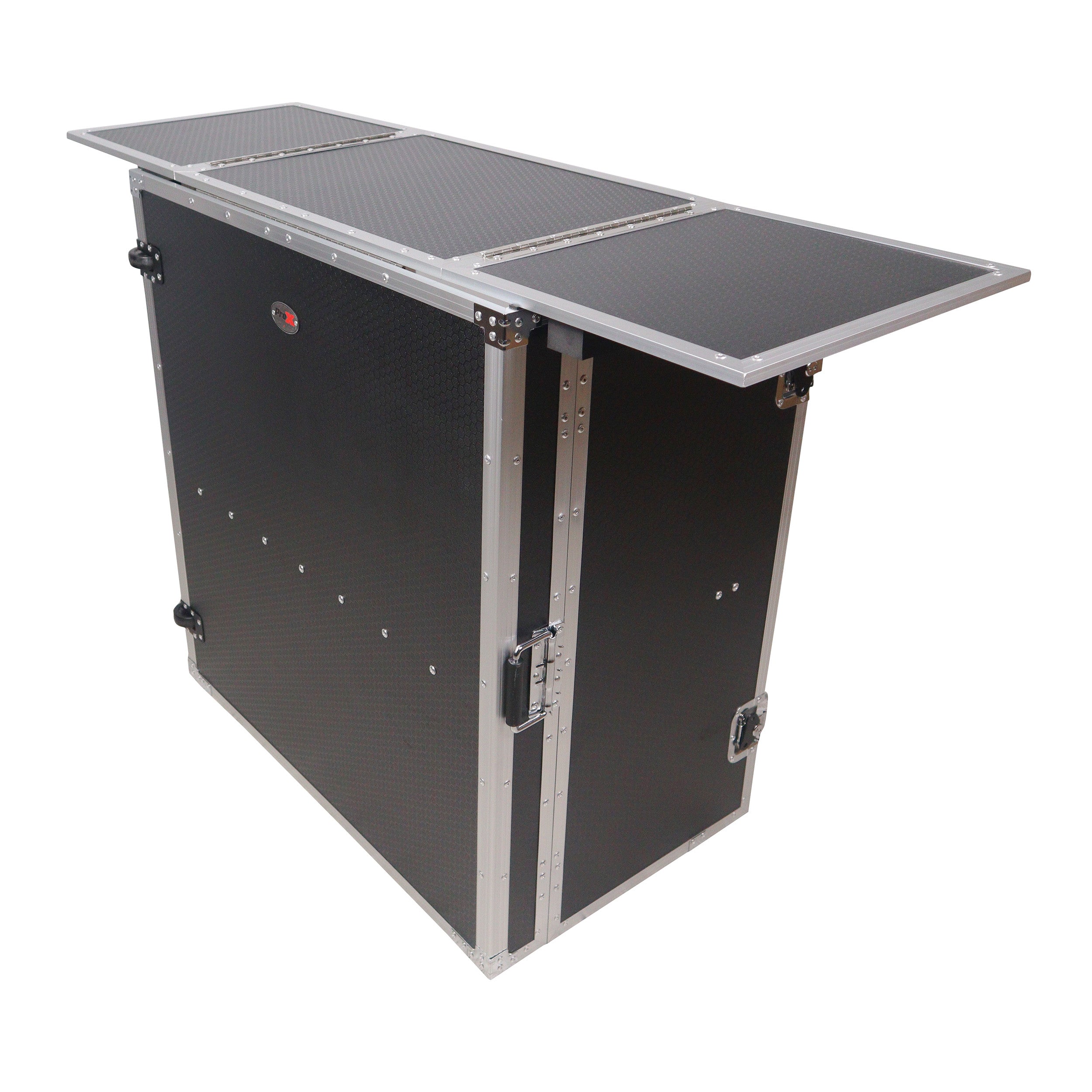 ProX Transformer Flight Case Style Folding DJ Table and Workstation with Smooth Rolling Wheels