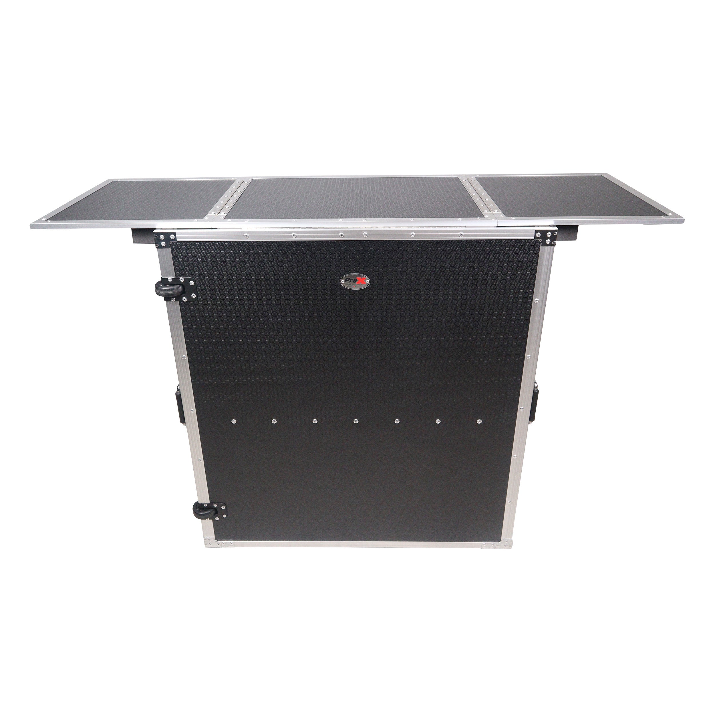 ProX Transformer Flight Case Style Folding DJ Table and Workstation with Smooth Rolling Wheels