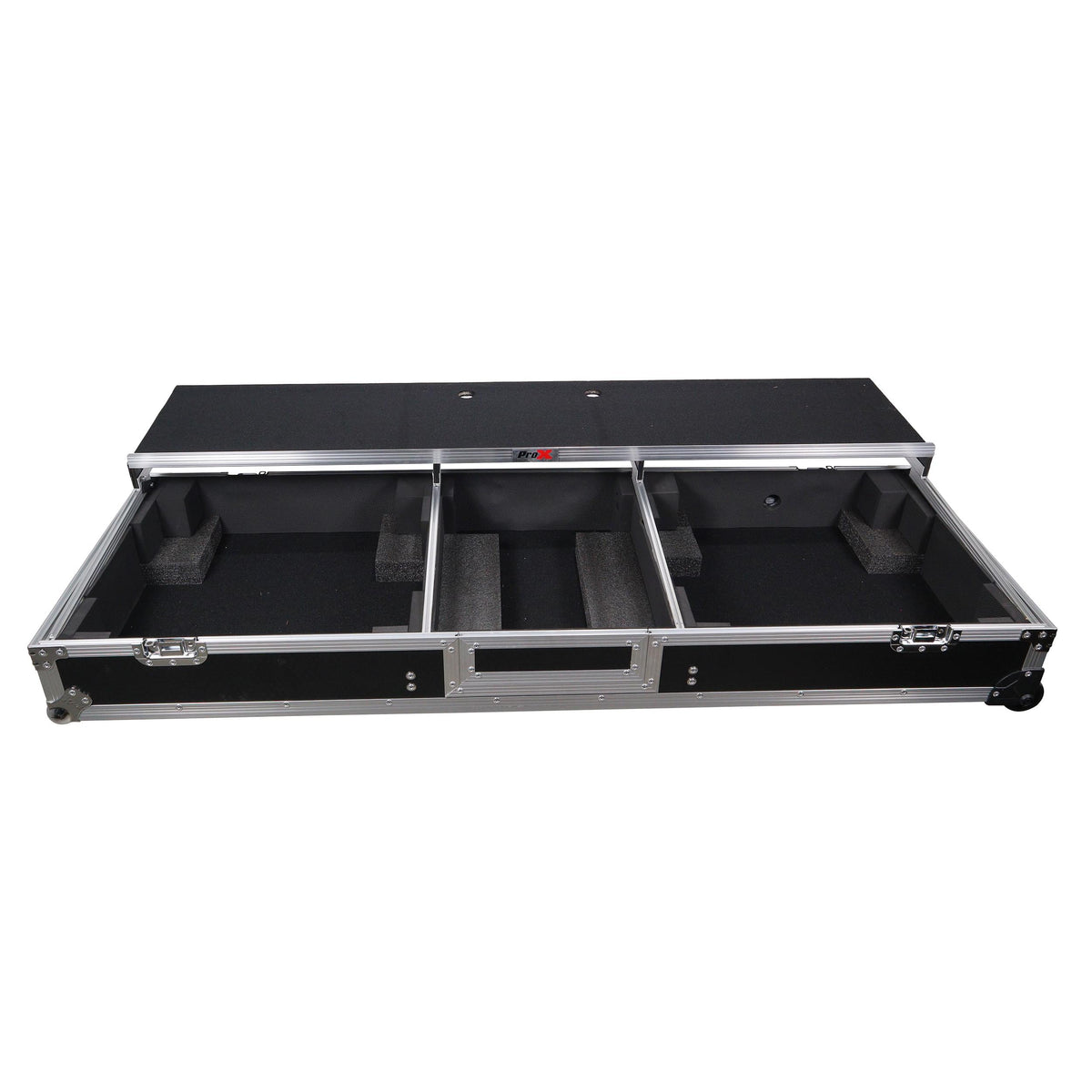 ProX DJ Coffin Flight Case for (2) 1200 Style Turntables 10-inch 12-inch Mixers with Sliding Laptop Shelf and.