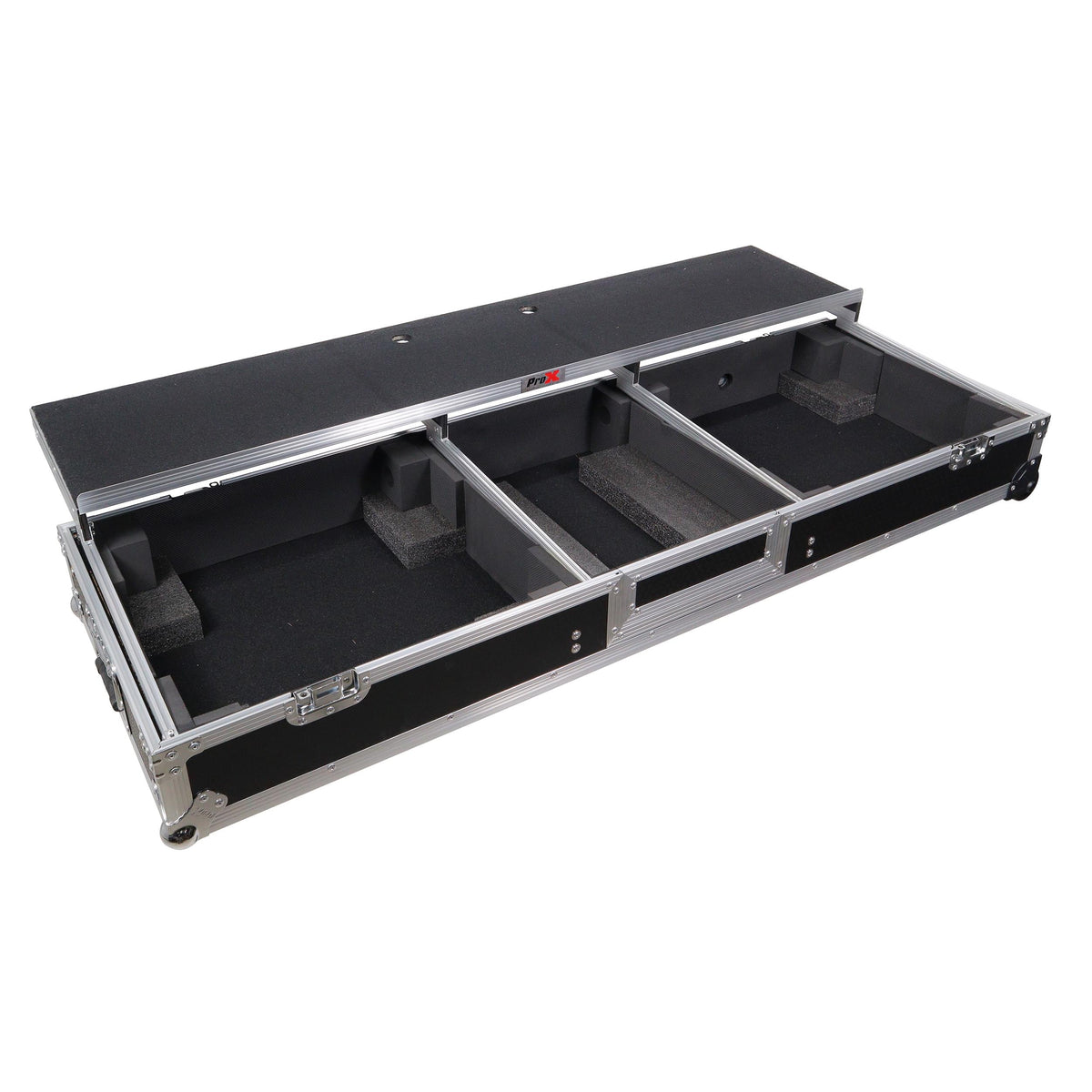 ProX DJ Coffin Flight Case for (2) 1200 Style Turntables 10-inch 12-inch Mixers with Sliding Laptop Shelf and.