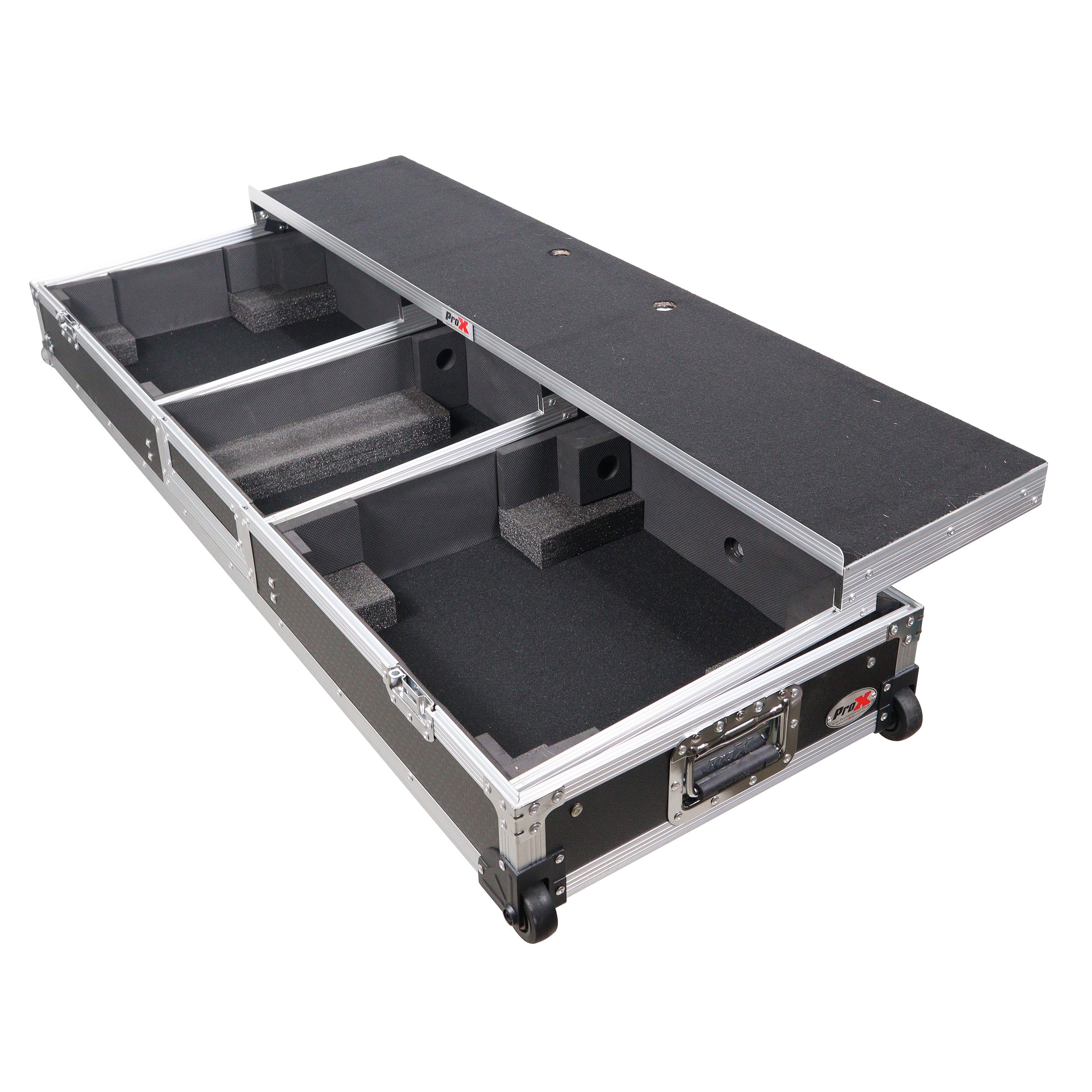 ProX DJ Coffin Flight Case for (2) 1200 Style Turntables 10-inch 12-inch Mixers with Sliding Laptop Shelf and