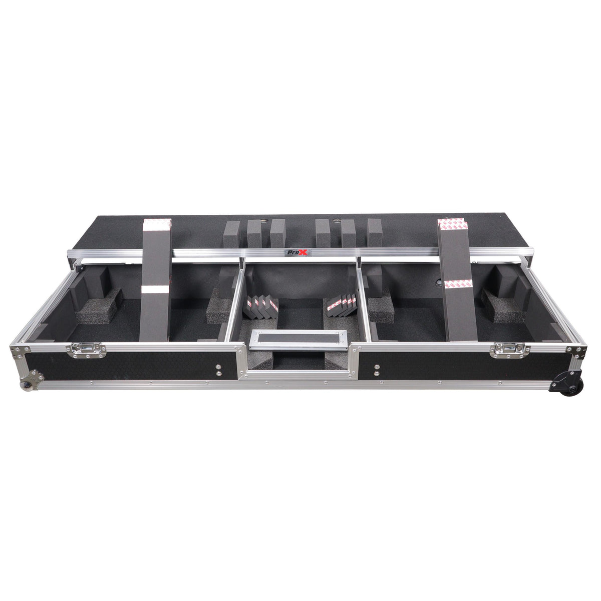 ProX DJ Coffin Flight Case for (2) 1200 Style Turntables 10-inch 12-inch Mixers with Sliding Laptop Shelf and.