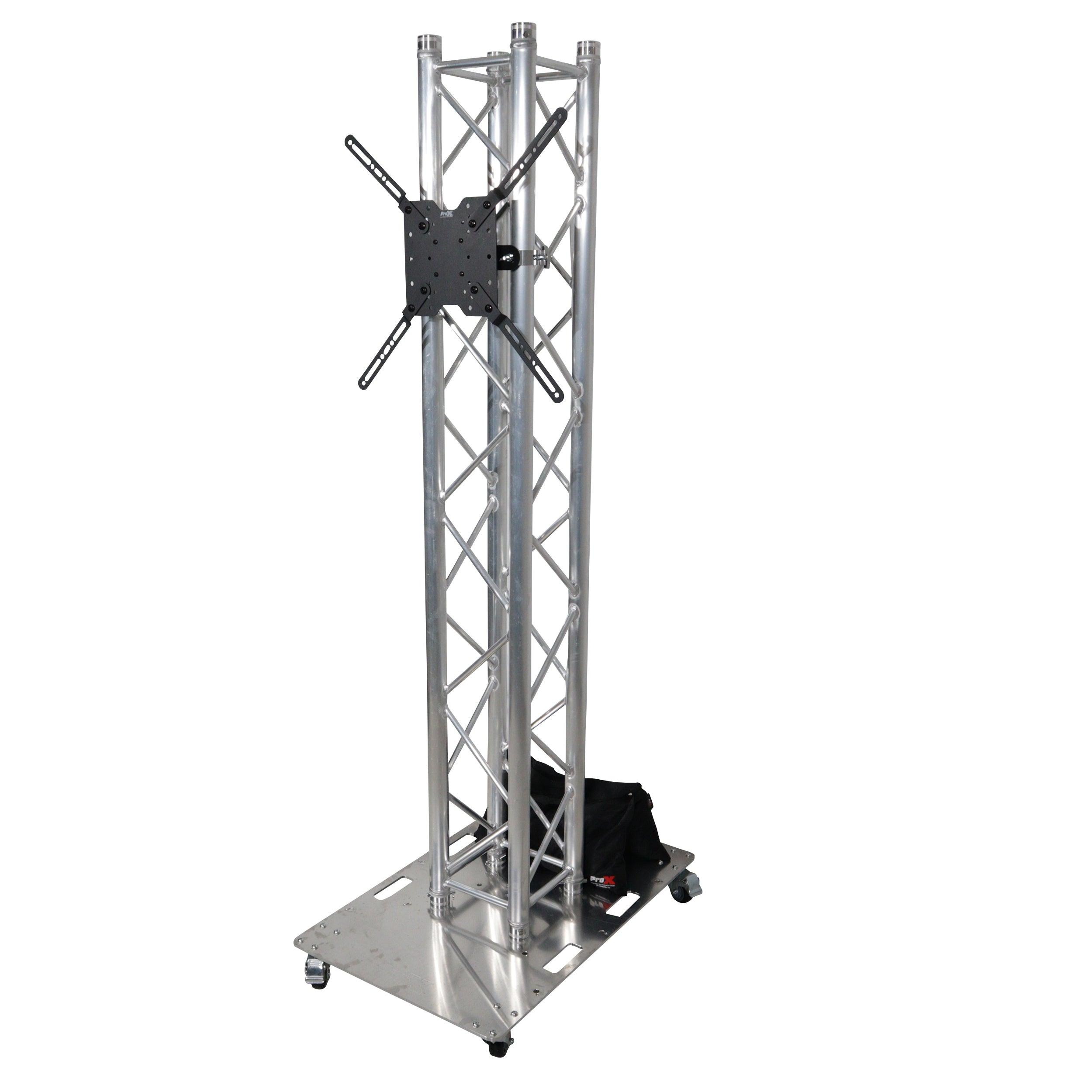 ProX Totem Package - 2 meter 6.56 Ft with 24x30" Base Plate on wheels and TV Braket hold up to 80" TV