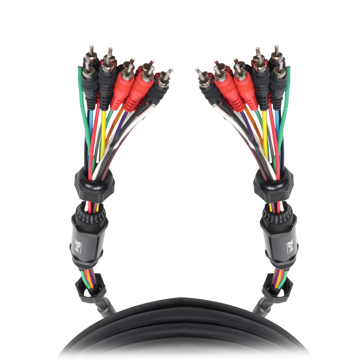 ProX 50' ft 10 RCA Channel + 3 Power Cable for Marine and Car Audio - Medusa Style Cable.
