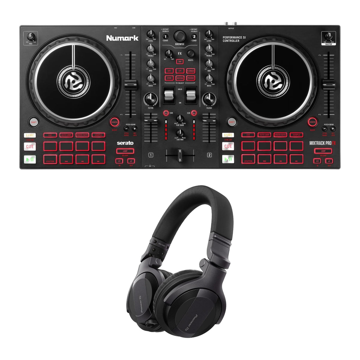 Numark Mixtrack Pro FX + Pioneer DJ HDJ-CUE1 Headphones Bundle