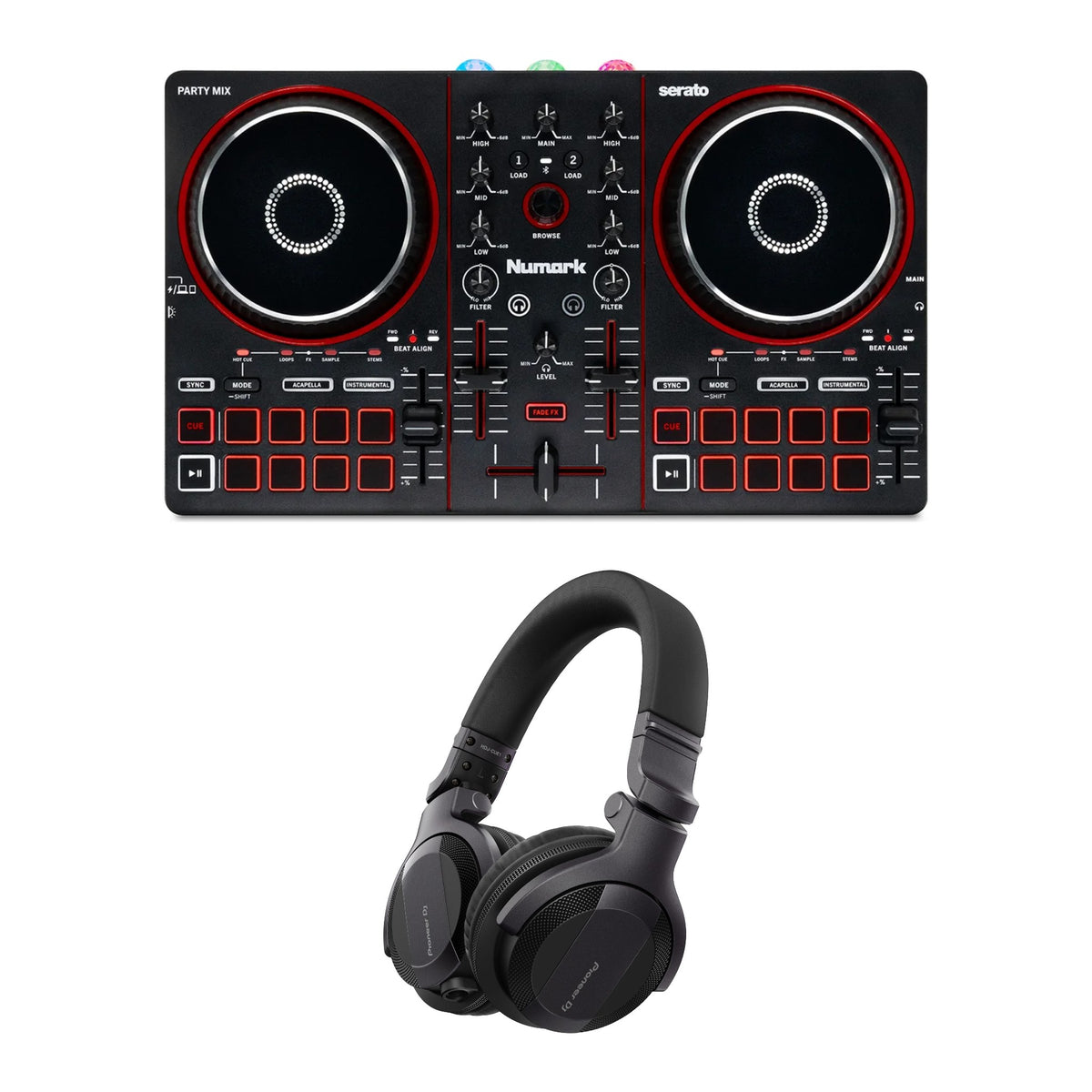 Numark PartyMix III + Pioneer DJ HDJ-CUE1 Headphones Bundle