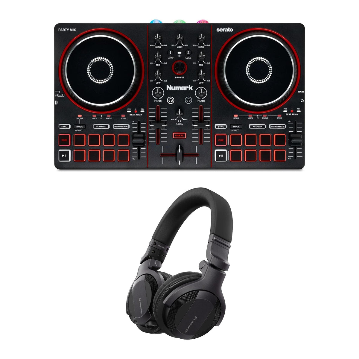 Numark PartyMix III + Pioneer DJ HDJ-CUE1 Headphones Bundle
