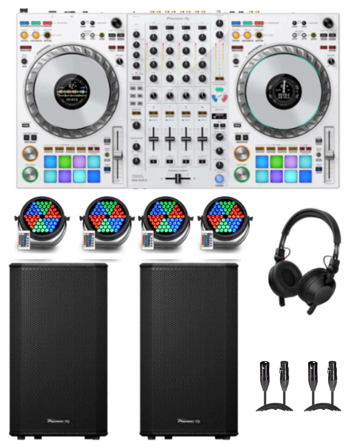 Pioneer DJ DDJ-FLX10-W (White) "Party Rocker" Bundle