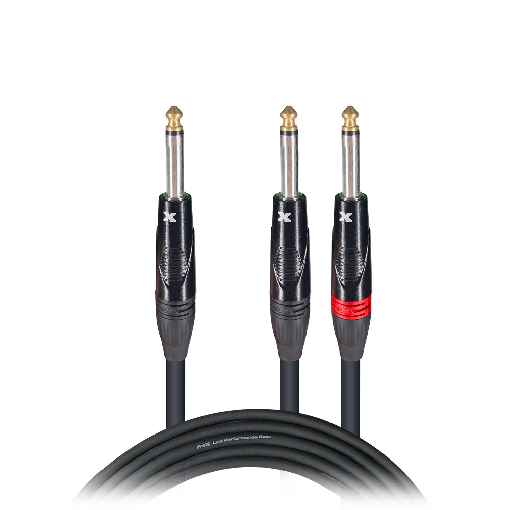 ProX 5 Ft. 1/4" TS-M to Dual 1/4" TS-M High Performance Audio Cable
