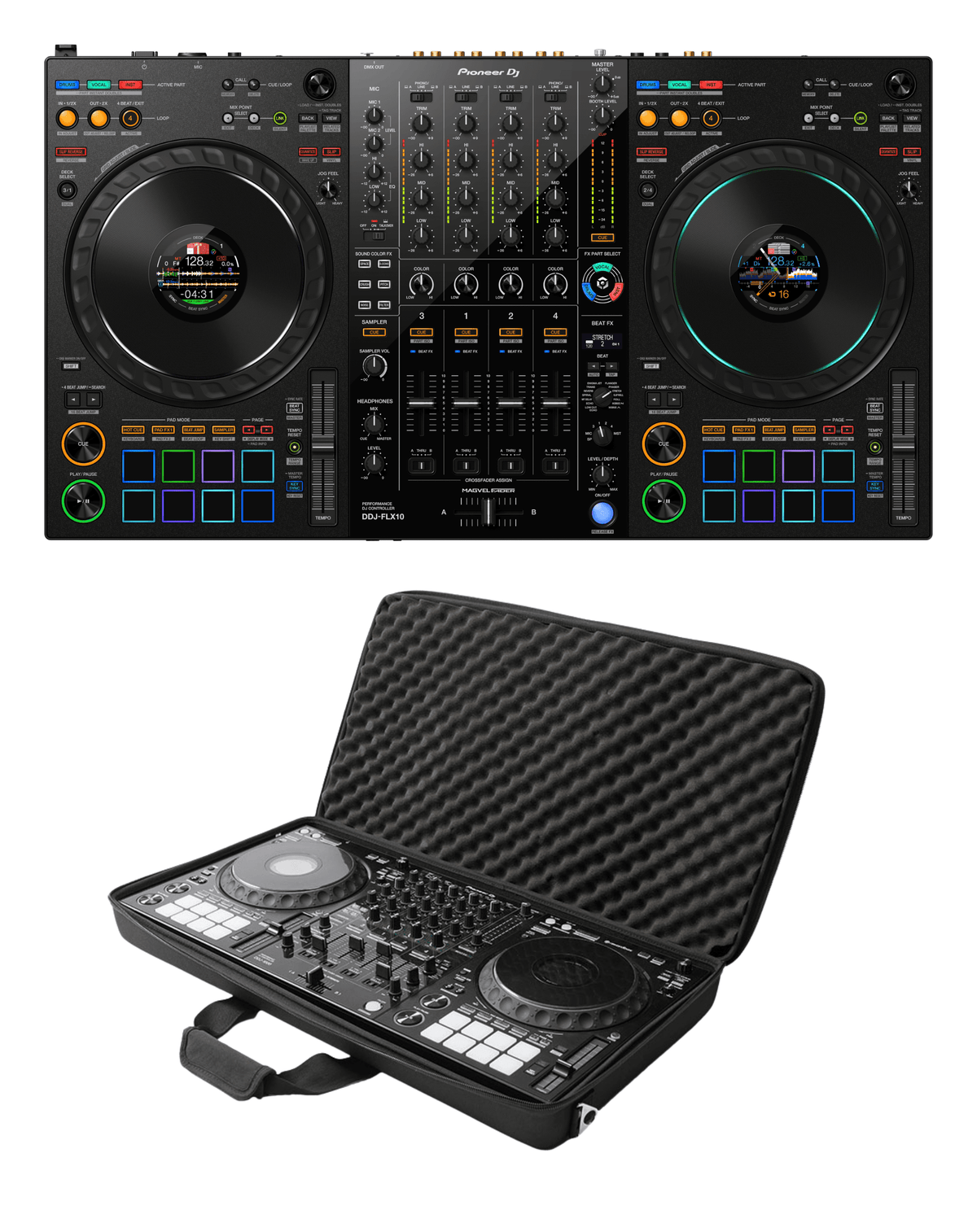 Pioneer DJ DDJ-FLX10 + Magma MGA48041 Case Bundle