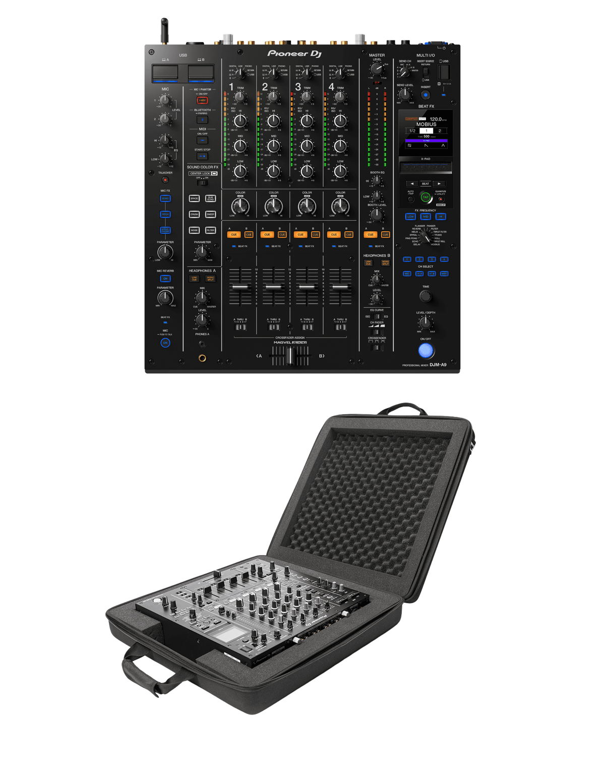 Pioneer DJ DJM-A9 + Magma MGA48043 Case Bundle