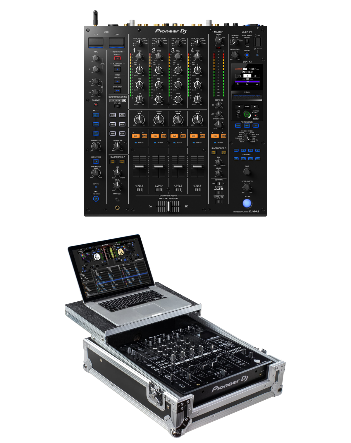 Pioneer DJ DJM-A9 + Odyssey FRDJMA9GP Case Bundle