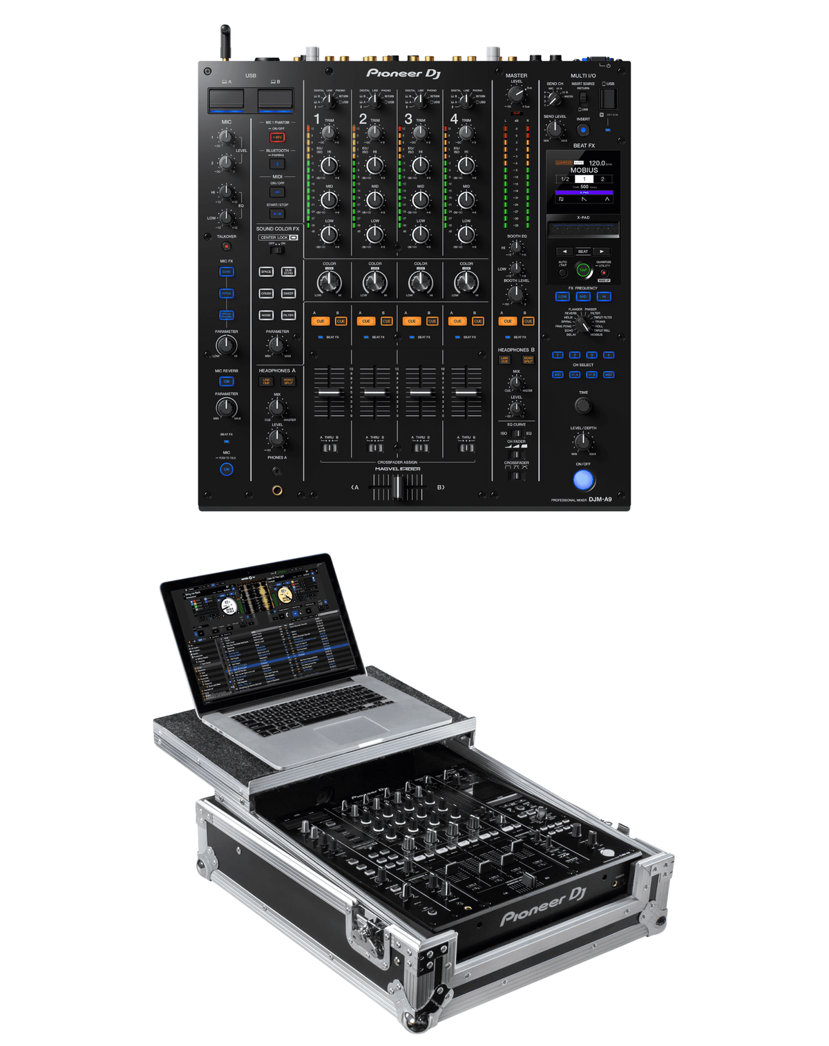 Pioneer DJ DJM-A9 + Odyssey FRDJMA9GP Case Bundle