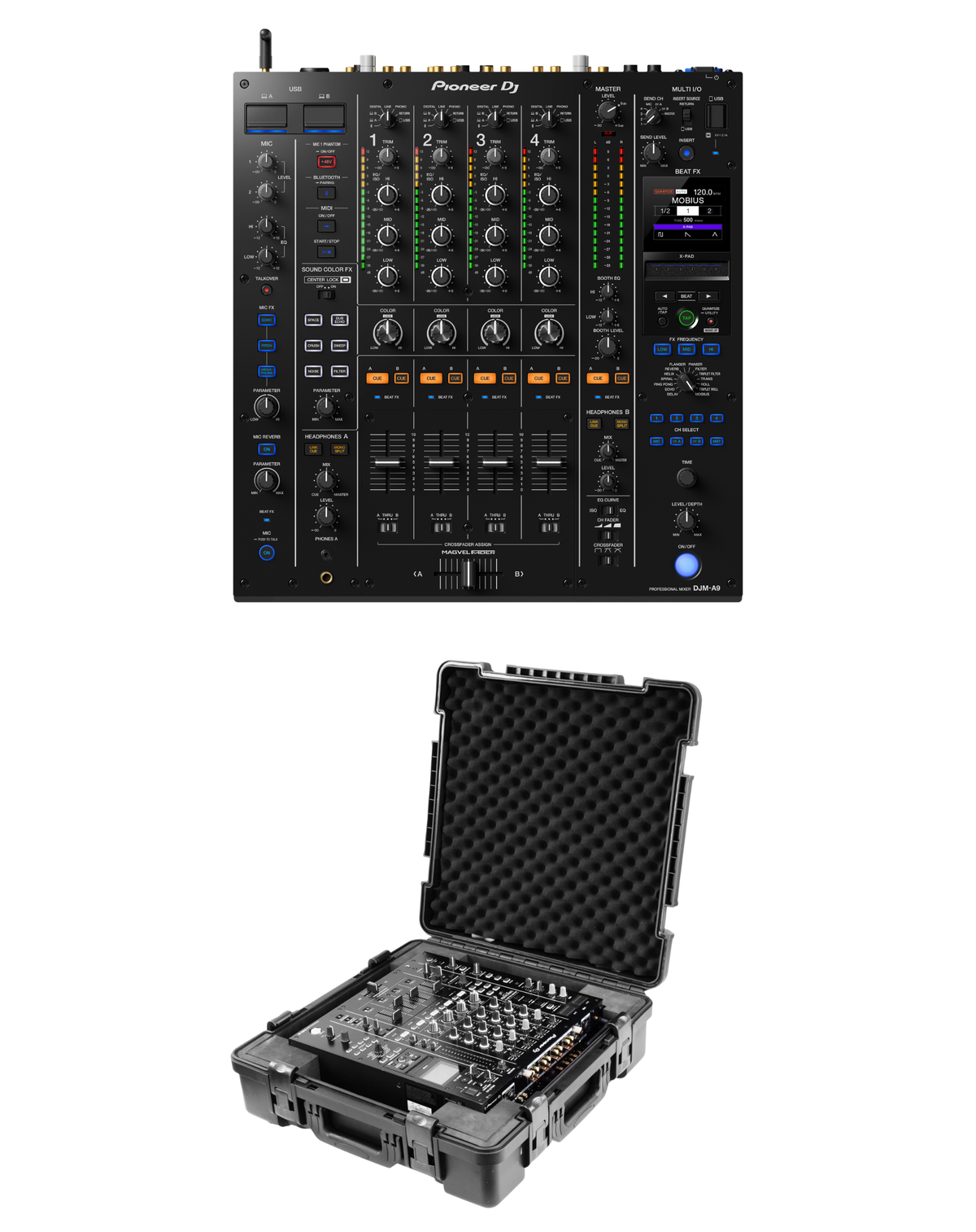 Pioneer DJ DJM-A9 + Odyssey VUDJMA9 Case Bundle