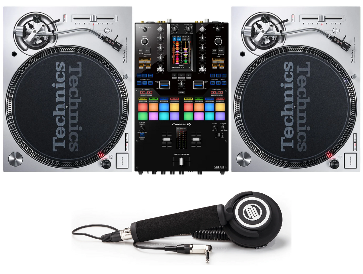 Pioneer DJ DJM-S11 + 2x Technics SL-1200MK7S + Reloop RHP-10 Mono Black Bundle