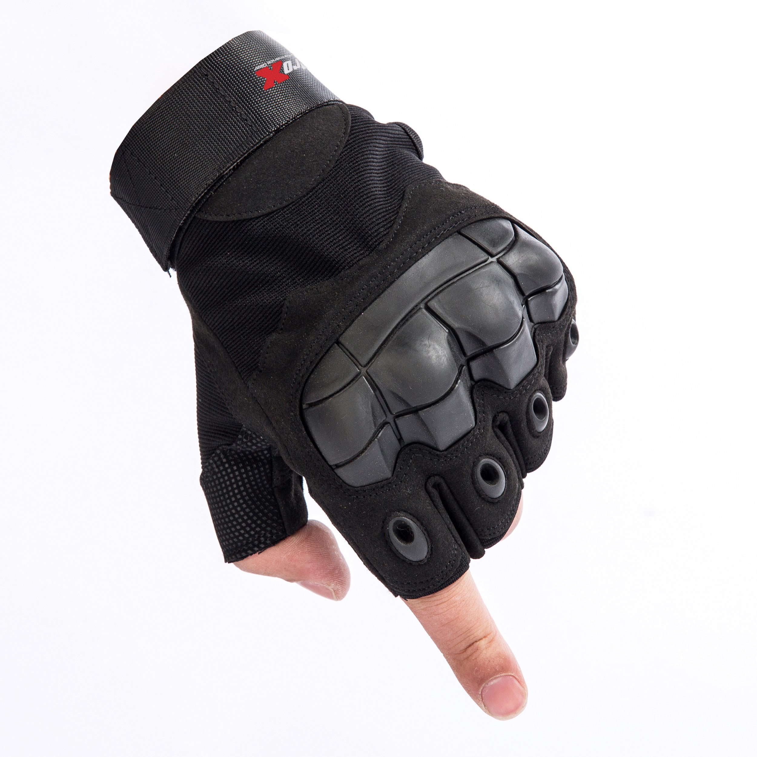 ProX X-GRIPZ Hard Rubber Knuckle Fingerless Gloves - For Truss and Stage Performance.