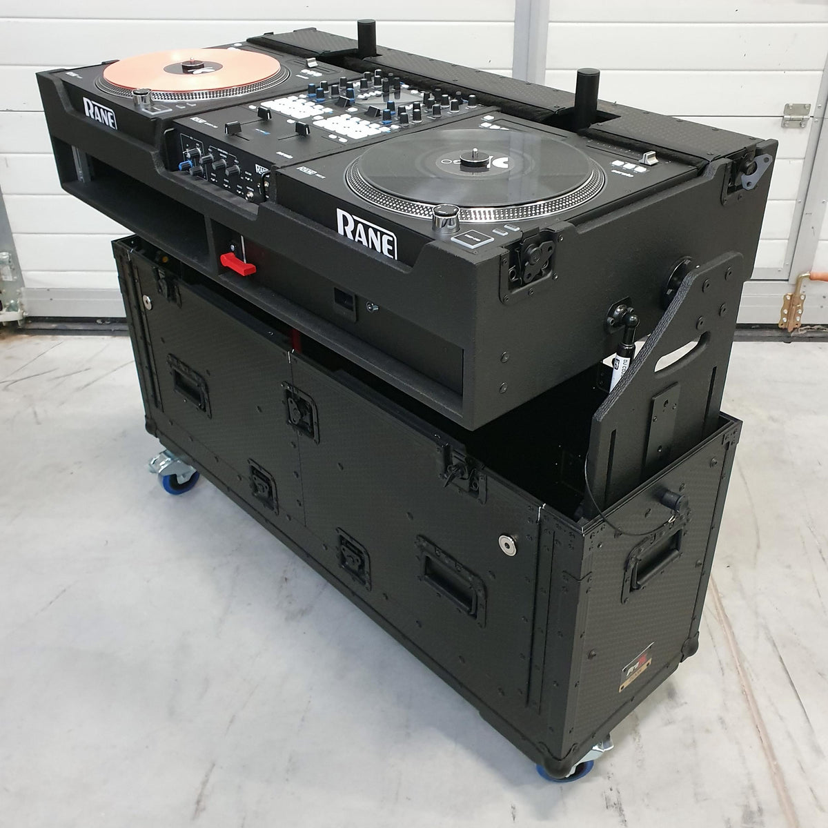 ProX Flip-Ready Easy Retracting Hydraulic Lift Case for RANE Twelve Seventy and Seventy Two MKII Series , with Two Laptop Arms.