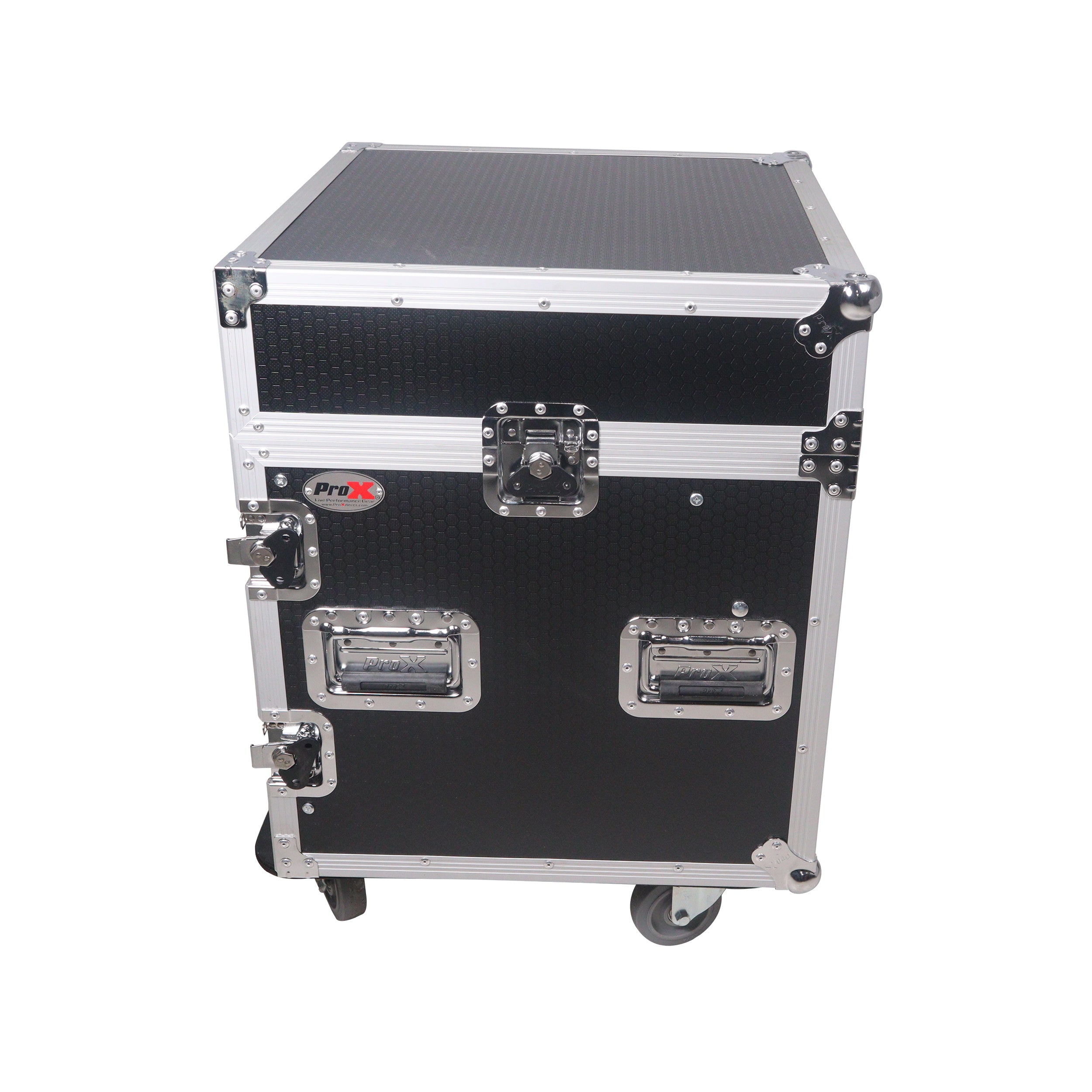 ProX 10U Vertical Rack Mount Flight Case with 10U Top for Mixer Combo Amp Rack with Caster Wheels