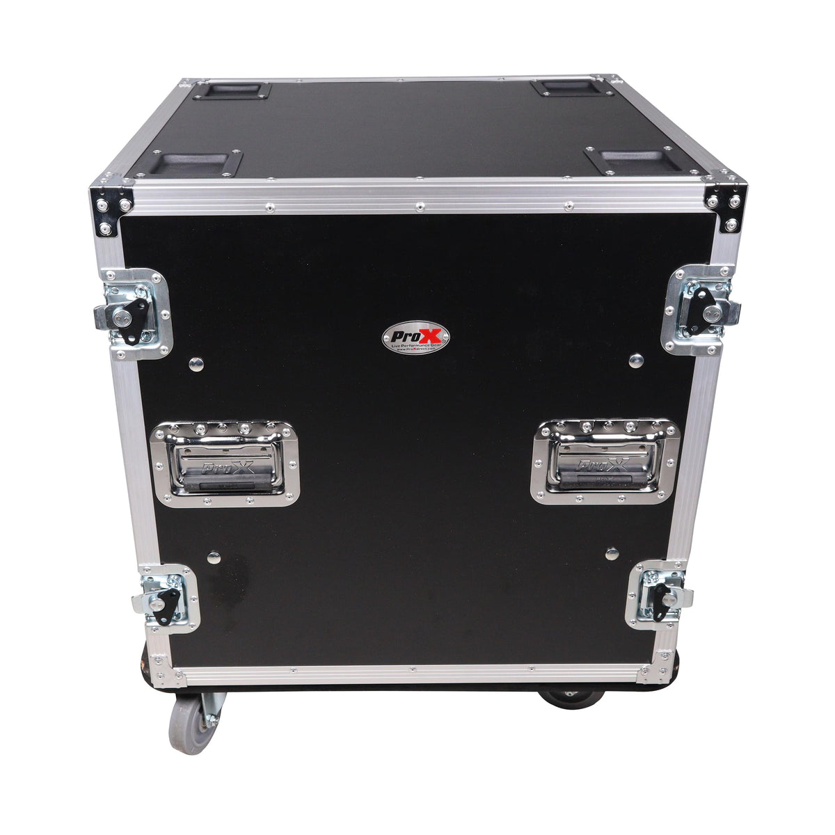 ProX 12U Space Shockproof Amp Rack ATA Flight Case 24 in. Depth with Caster Wheels.