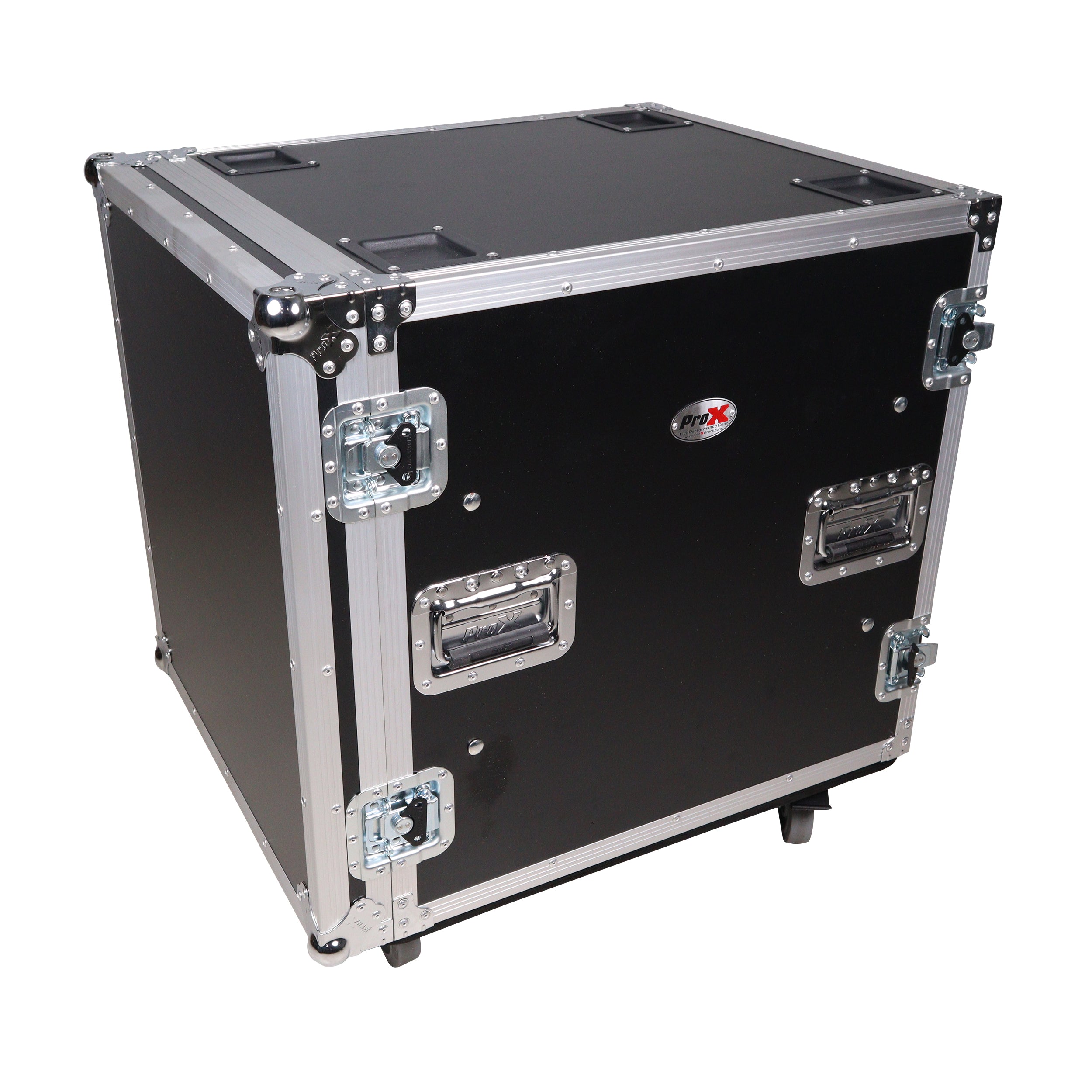 ProX 12U Space Shockproof Amp Rack ATA Flight Case 24 in. Depth with Caster Wheels