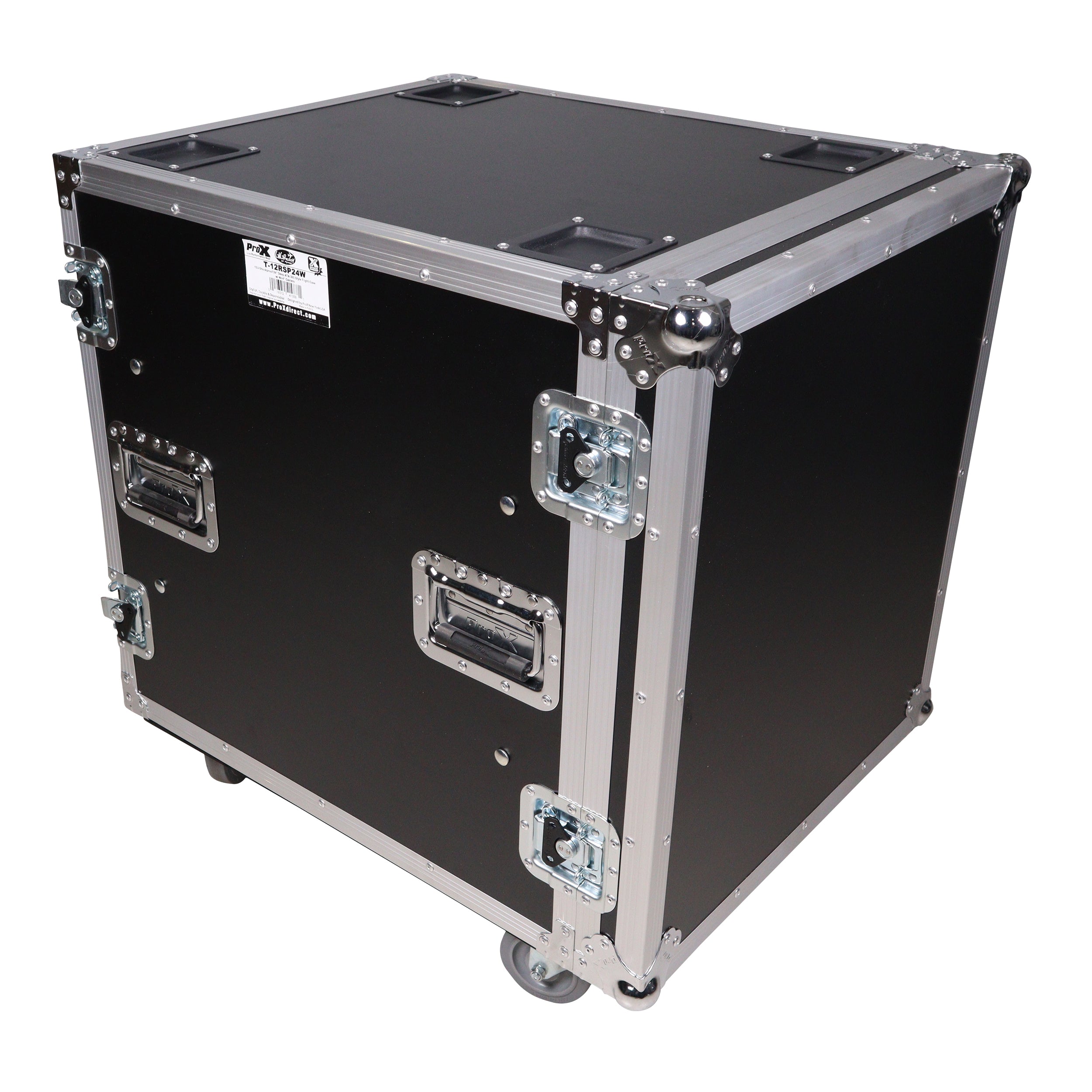 ProX 12U Space Shockproof Amp Rack ATA Flight Case 24 in. Depth with Caster Wheels