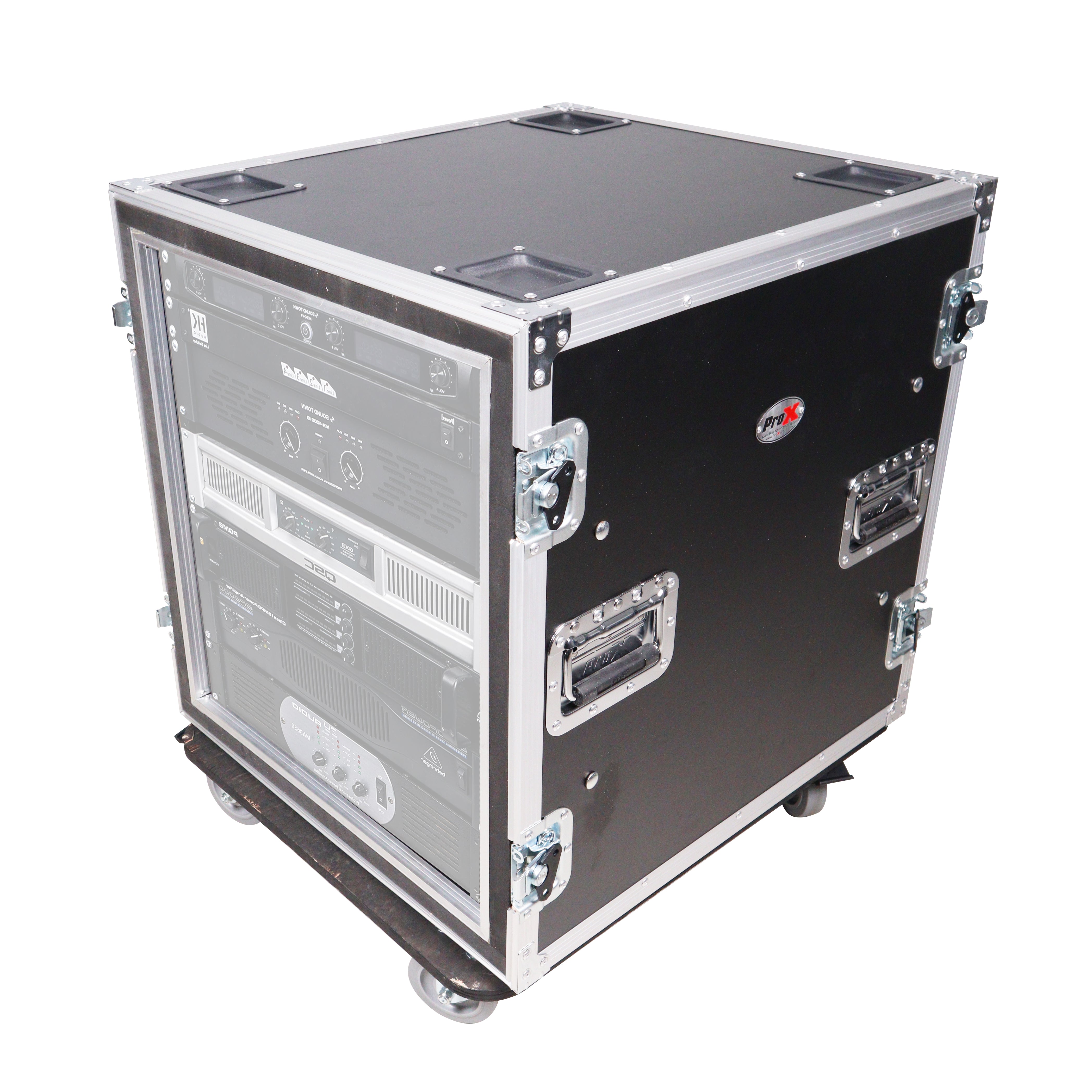 ProX 12U Space Shockproof Amp Rack ATA Flight Case 24 in. Depth with Caster Wheels