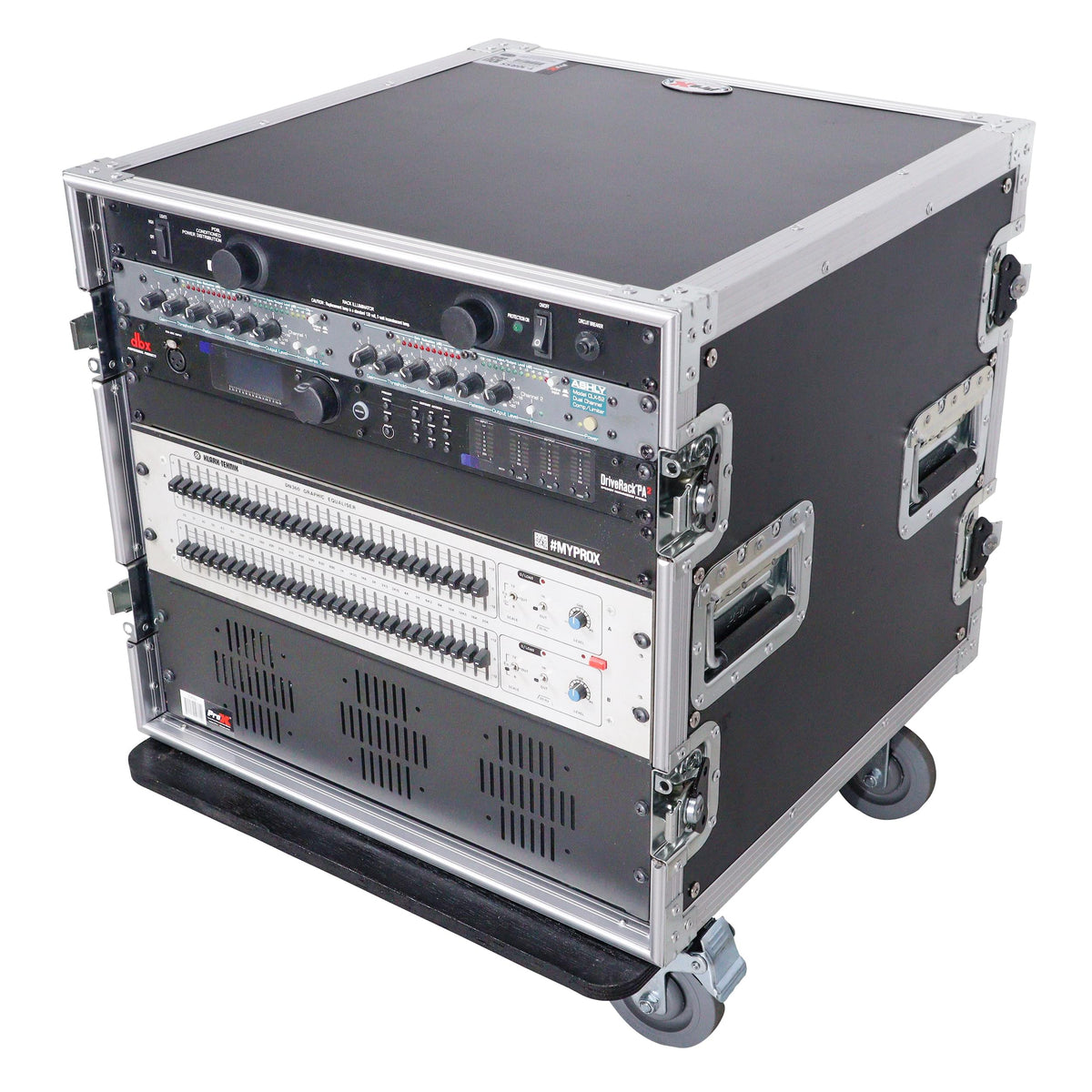 ProX 12U Vertical Amp Rack Mount Flight Case with Caster Wheels.