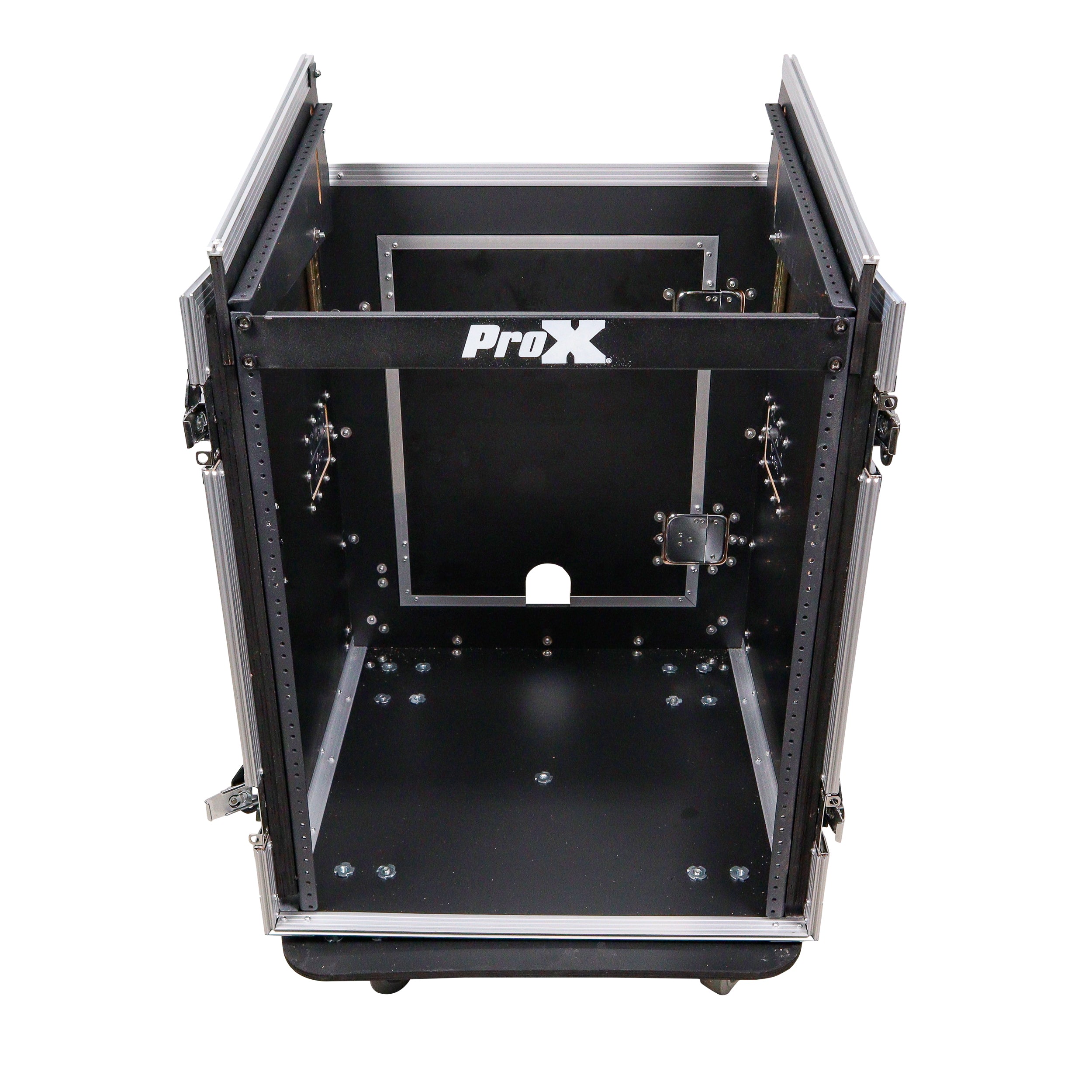 ProX 14U Vertical Rack Mount Flight Case with 10U Top for Mixer Combo Amp Rack with Caster Wheels