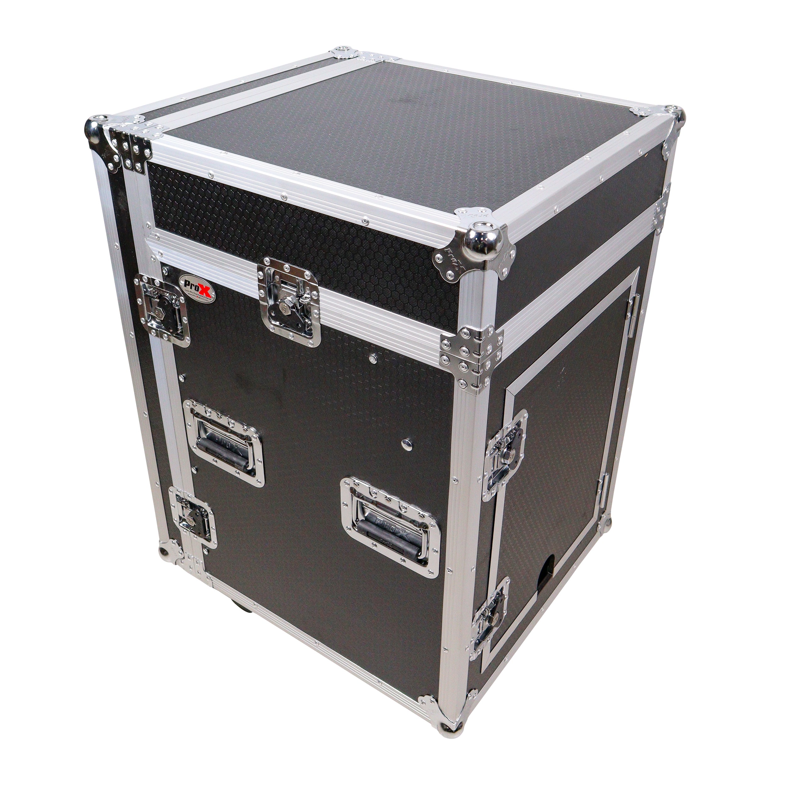 ProX 14U Vertical Rack Mount Flight Case with 10U Top for Mixer Combo Amp Rack with Caster Wheels